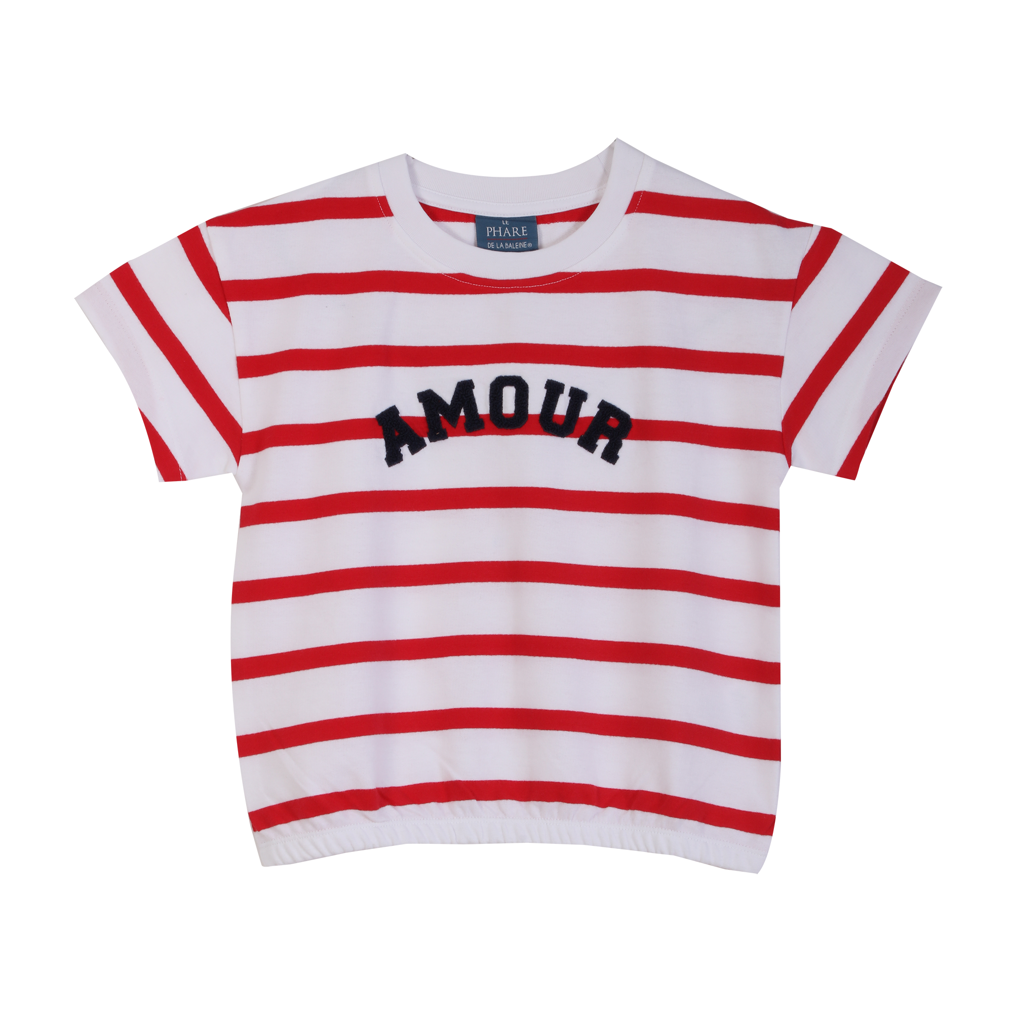 Tee-shirt manches courtes marinière 3-12 ans  - Bleu foncé