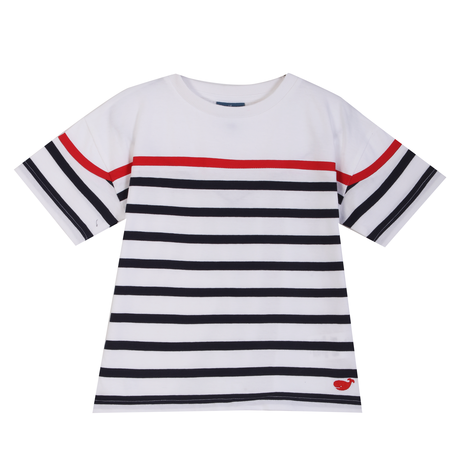 Tee-shirt manches courtes marinière 3-12 ans  - Bleu foncé