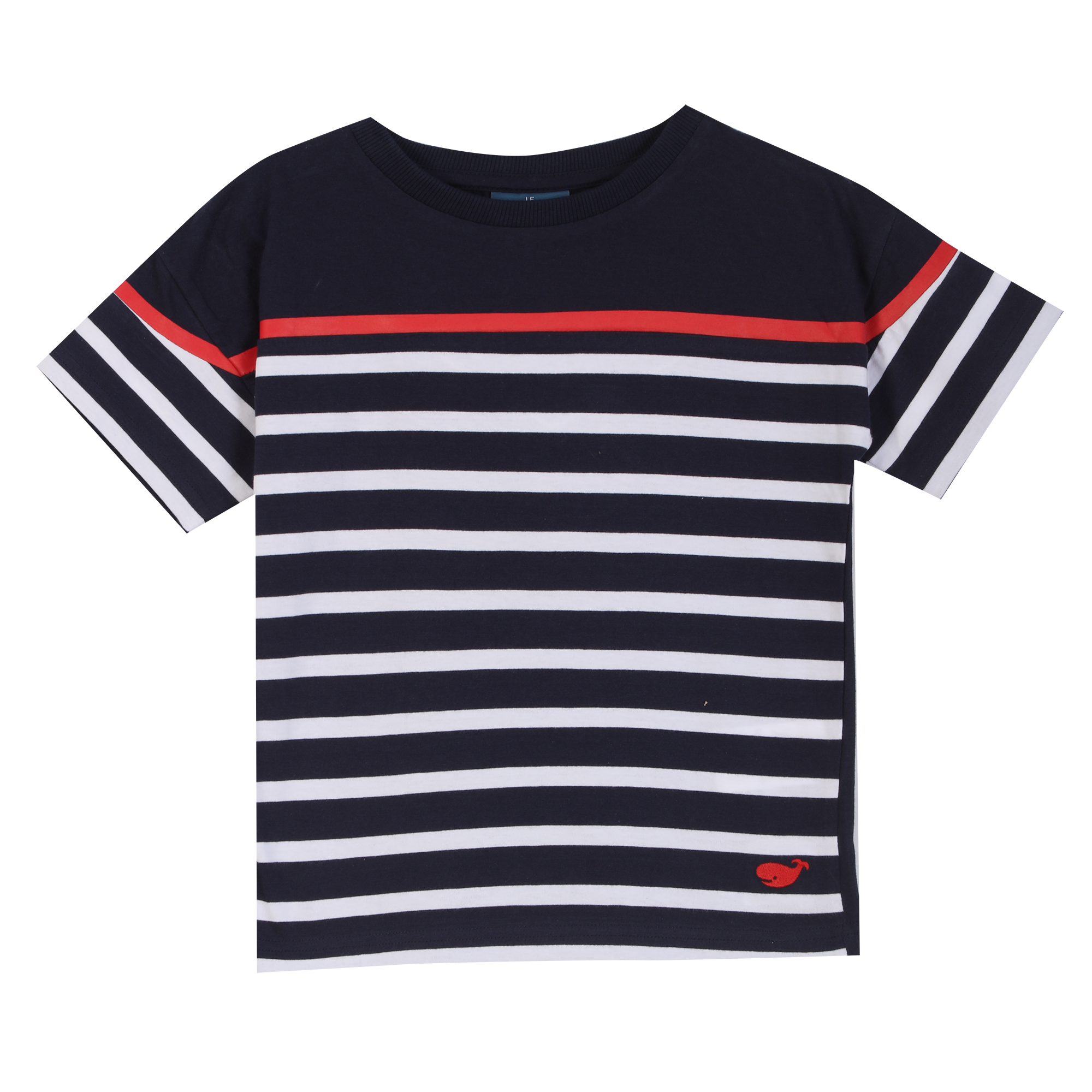 Tee-shirt manches courtes marinière 3-12 ans  - Bleu foncé