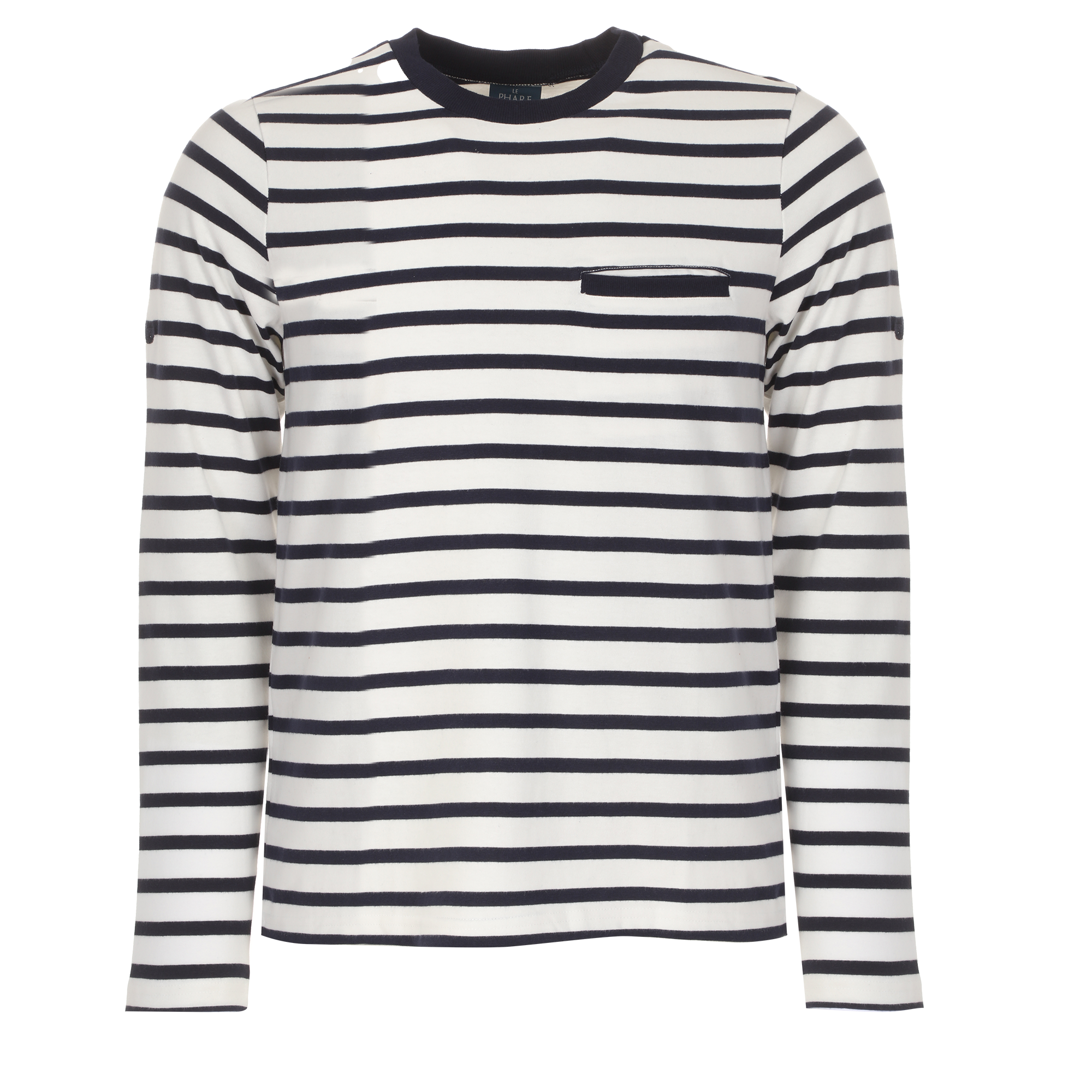 Tee-shirt manches longues marinière - Blanc