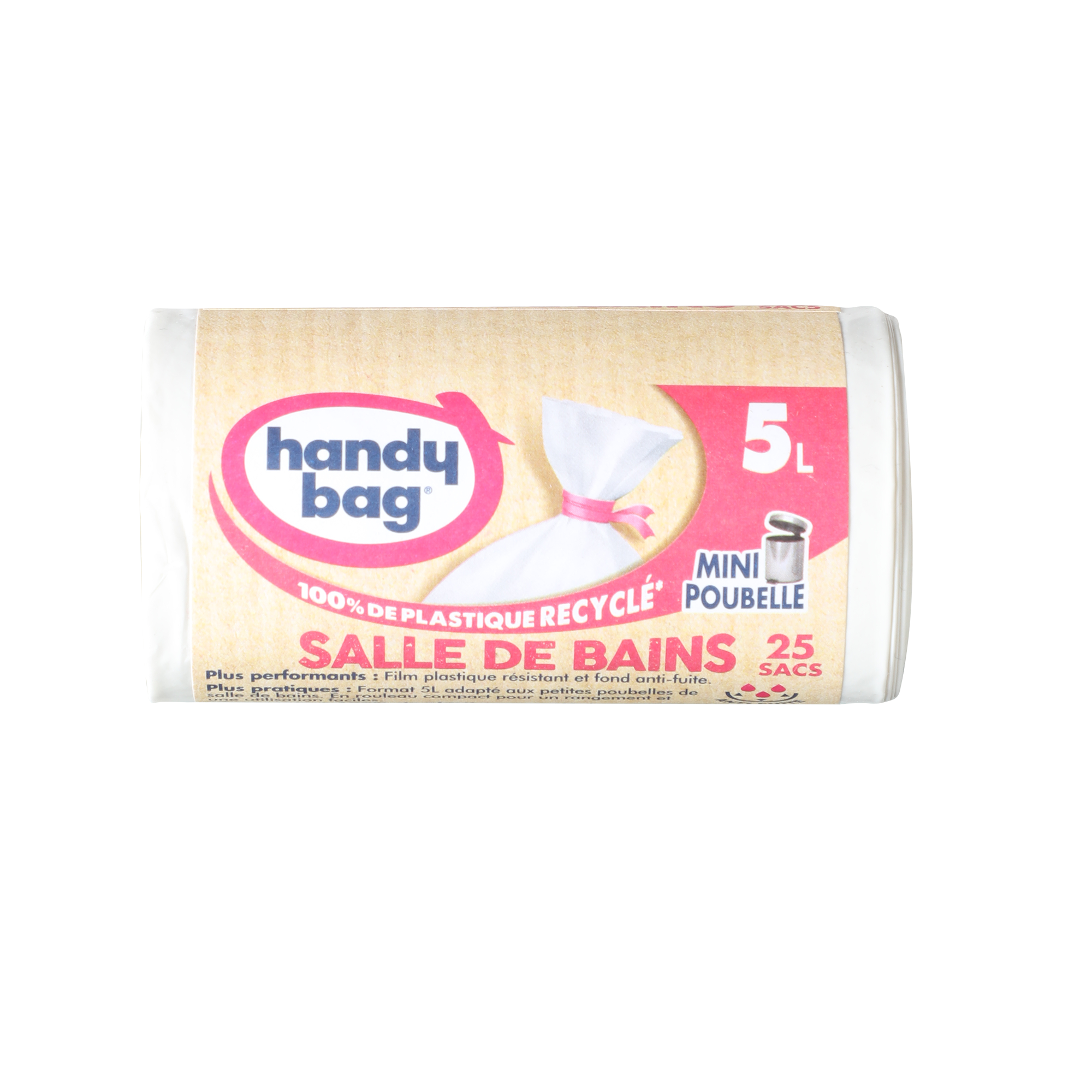 25 sacs poubelles liens coulissants 5L