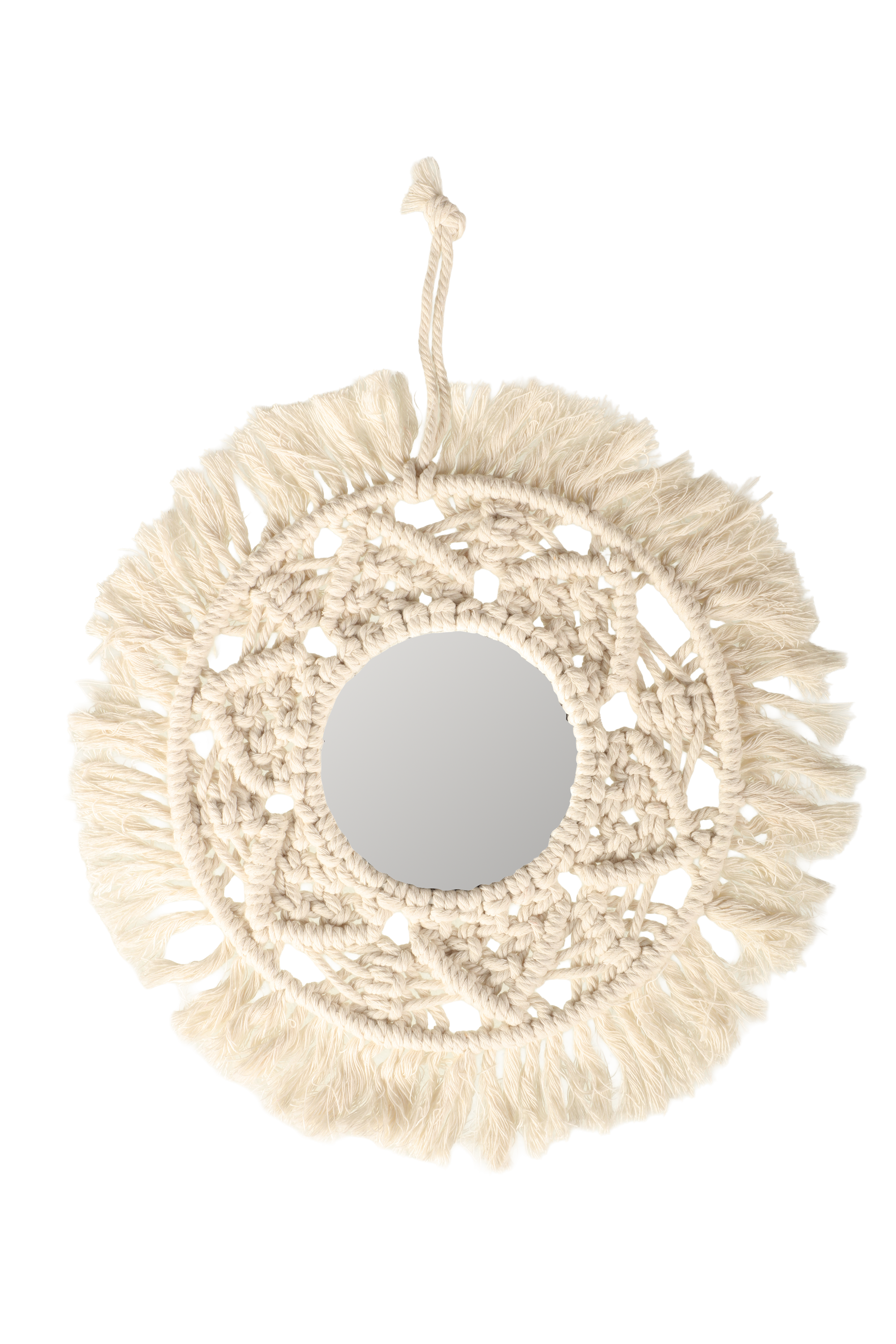 Lot de 3 miroirs bohème en macramé 28cm