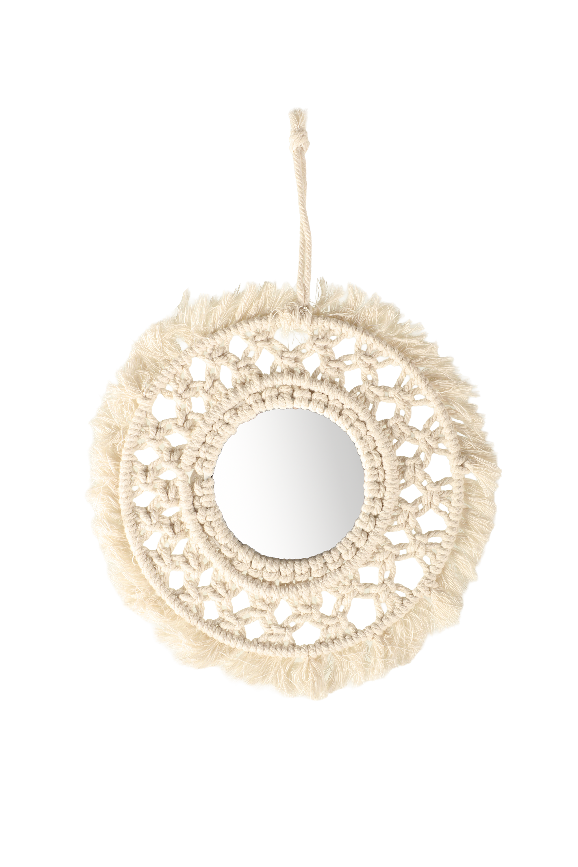 Lot de 3 miroirs bohème en macramé 28cm