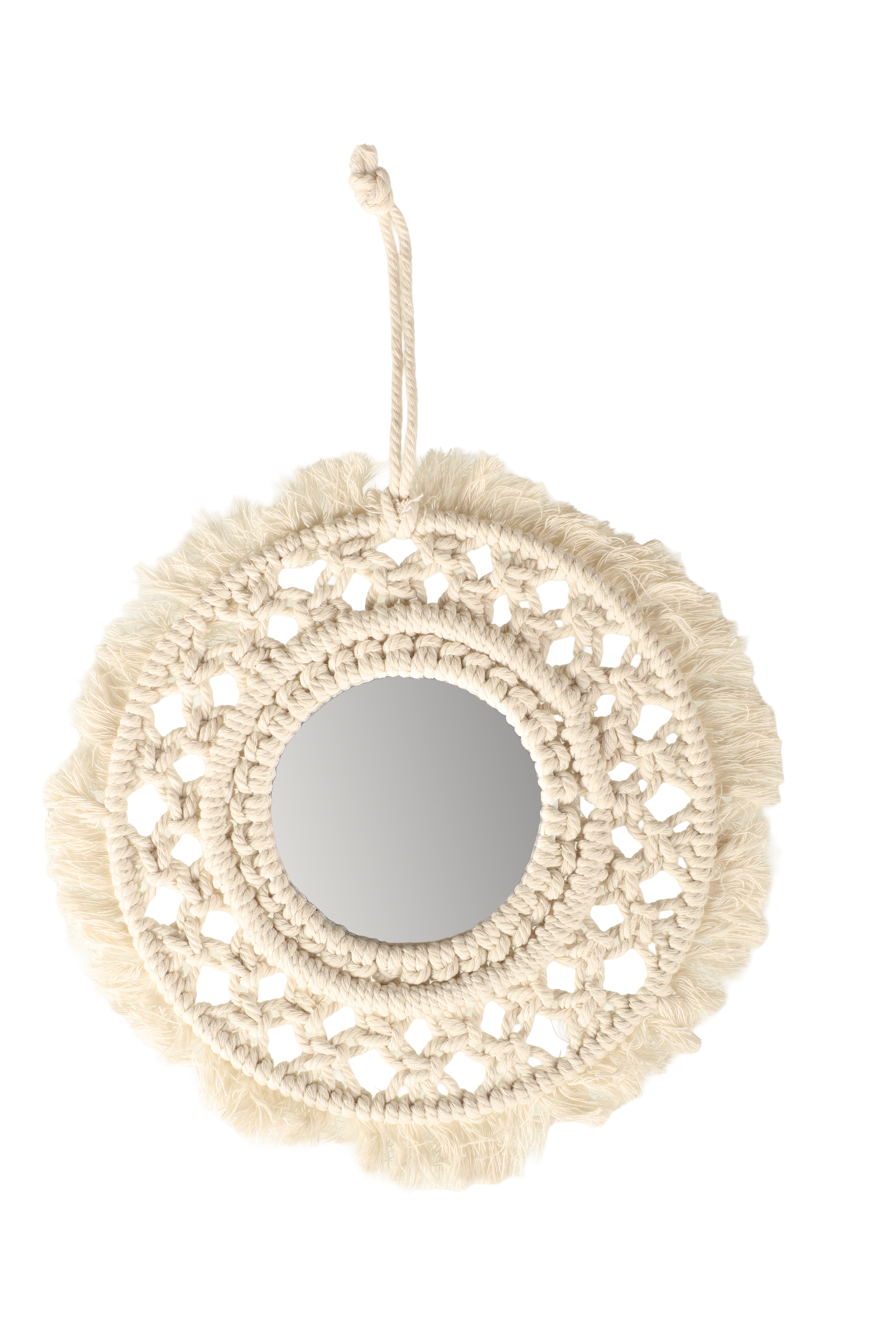 Lot de 3 miroirs bohème en macramé 28cm