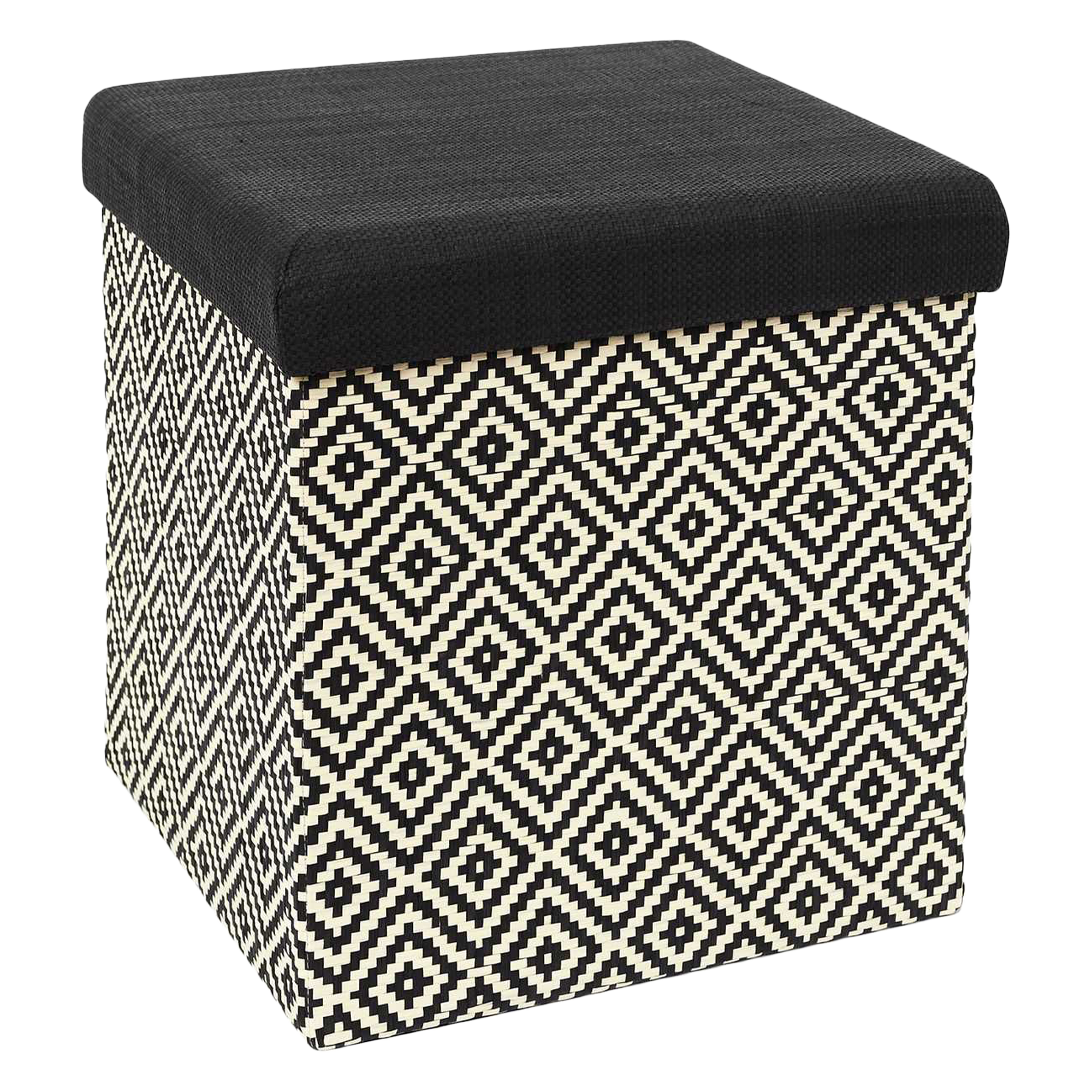 Coffre pouf pliable tresse noir