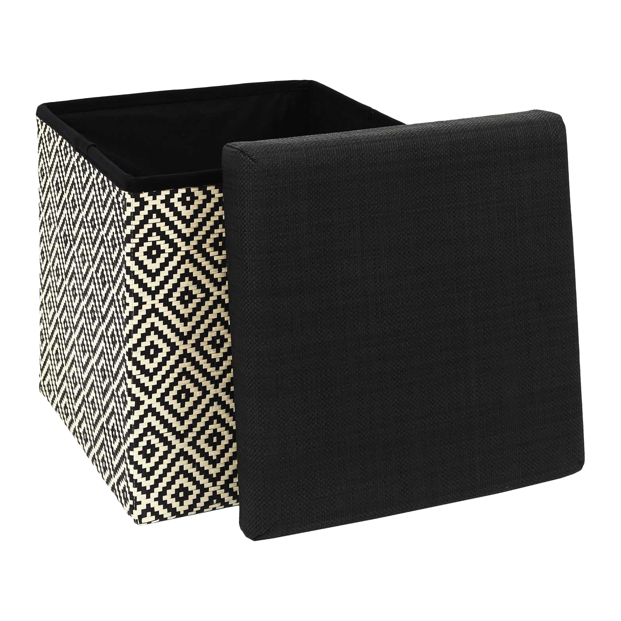 Coffre pouf pliable tresse noir