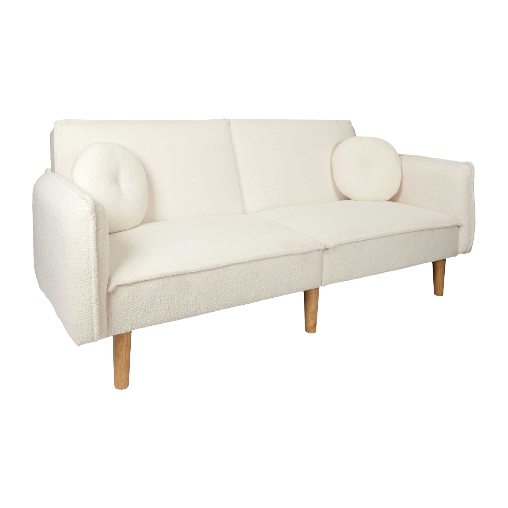 Canapé convertible tissu bouclette blanc