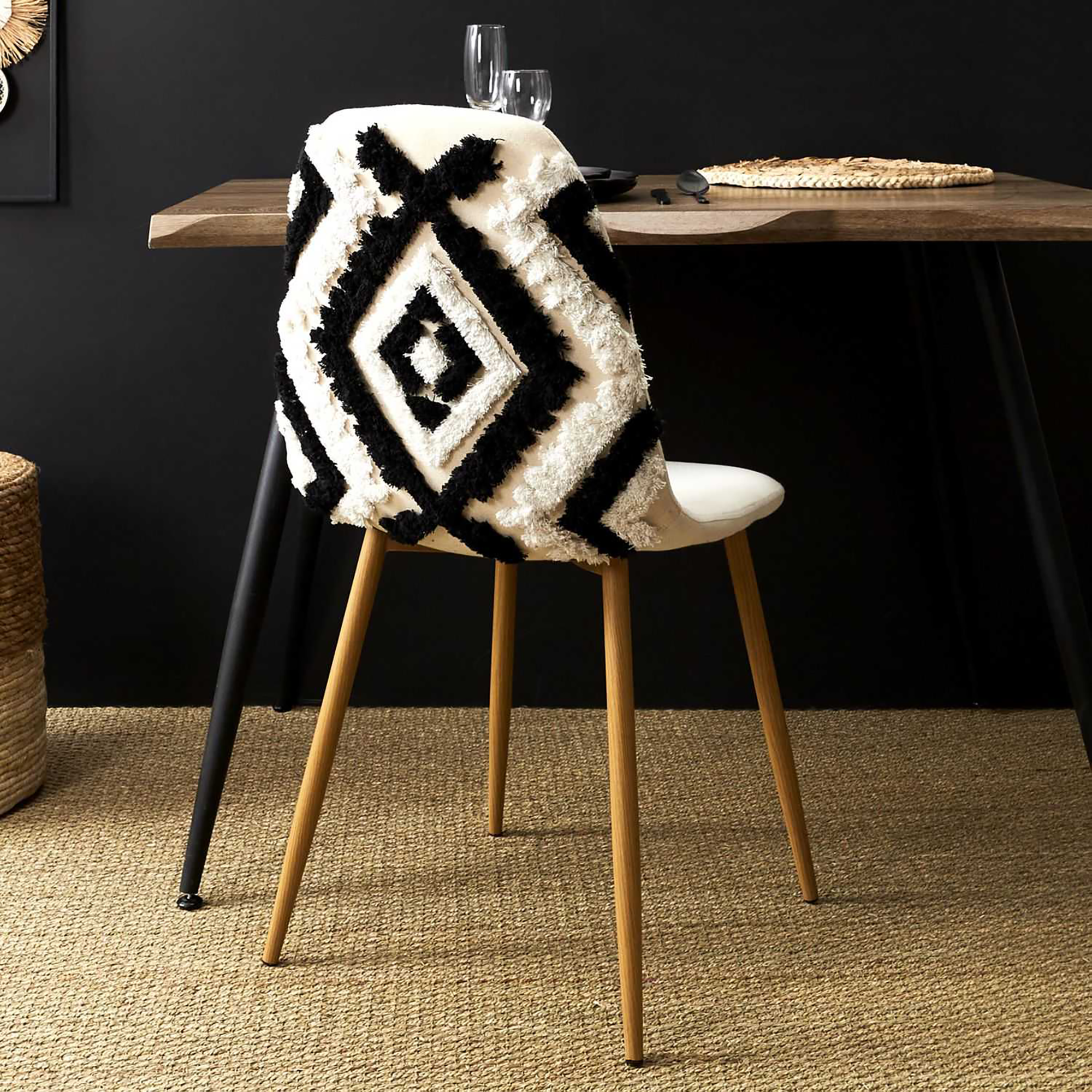 Chaise lagos pied métal imitation bois