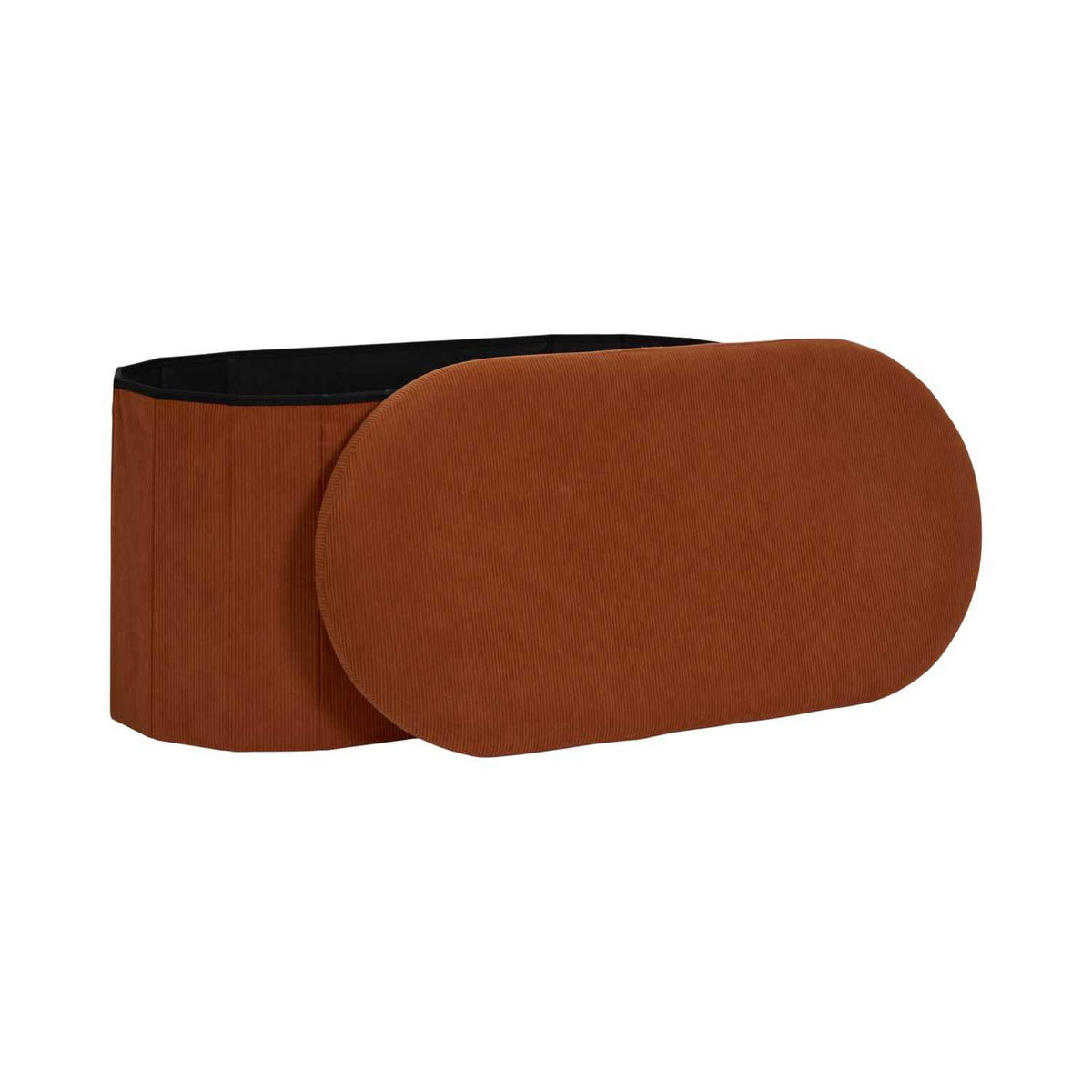 Coffre-banc pliable Jules côtelé Home Deco Factory, terracotta