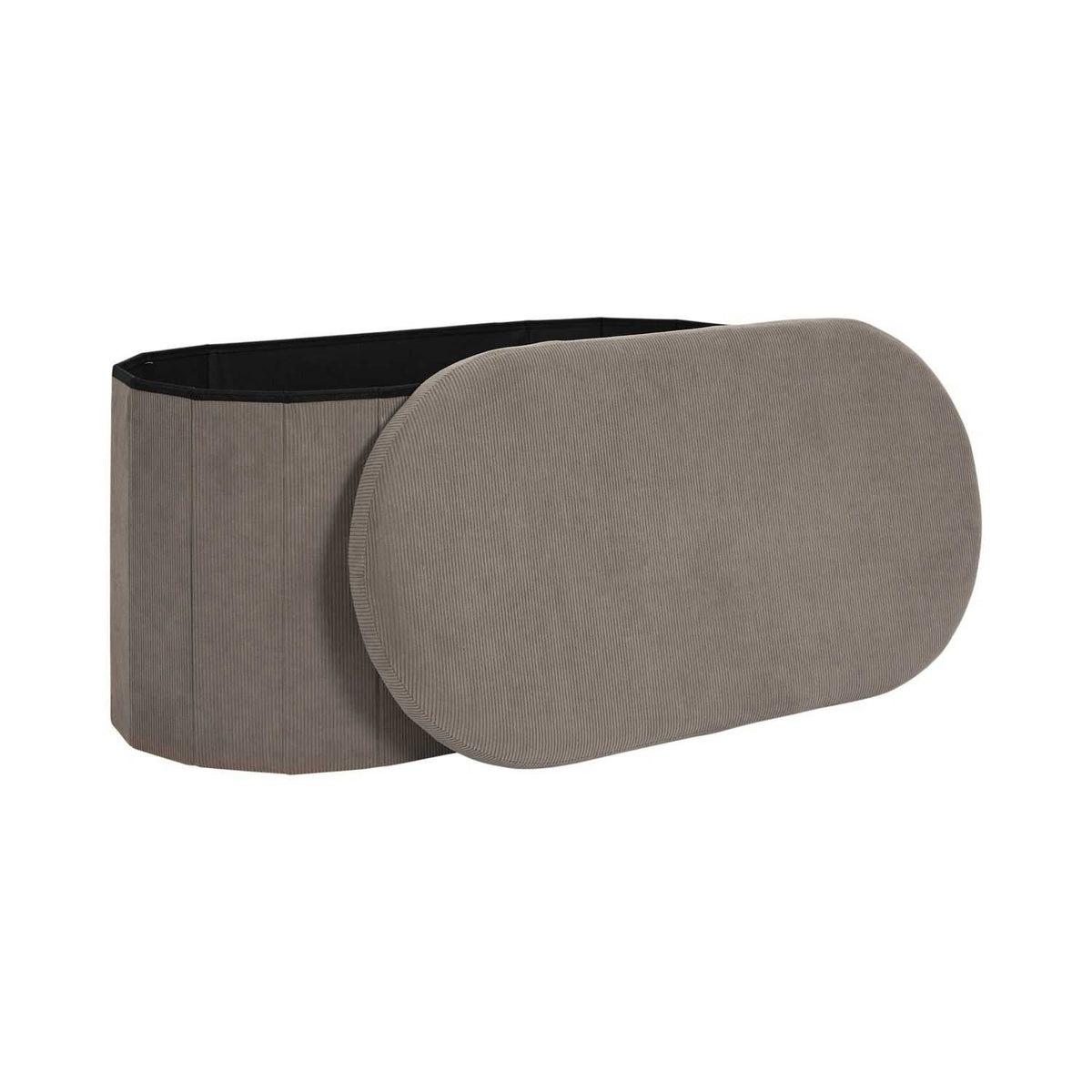 Coffre-banc pliable Jules côtelé Home Deco Factory, taupe