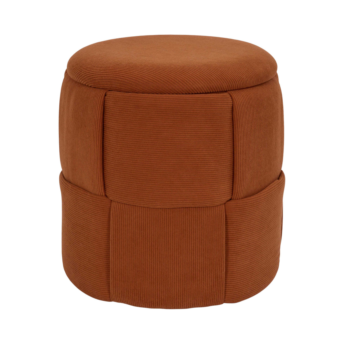 Pouf de rangement Jules tressé côtelé Home Deco Factory, terracotta