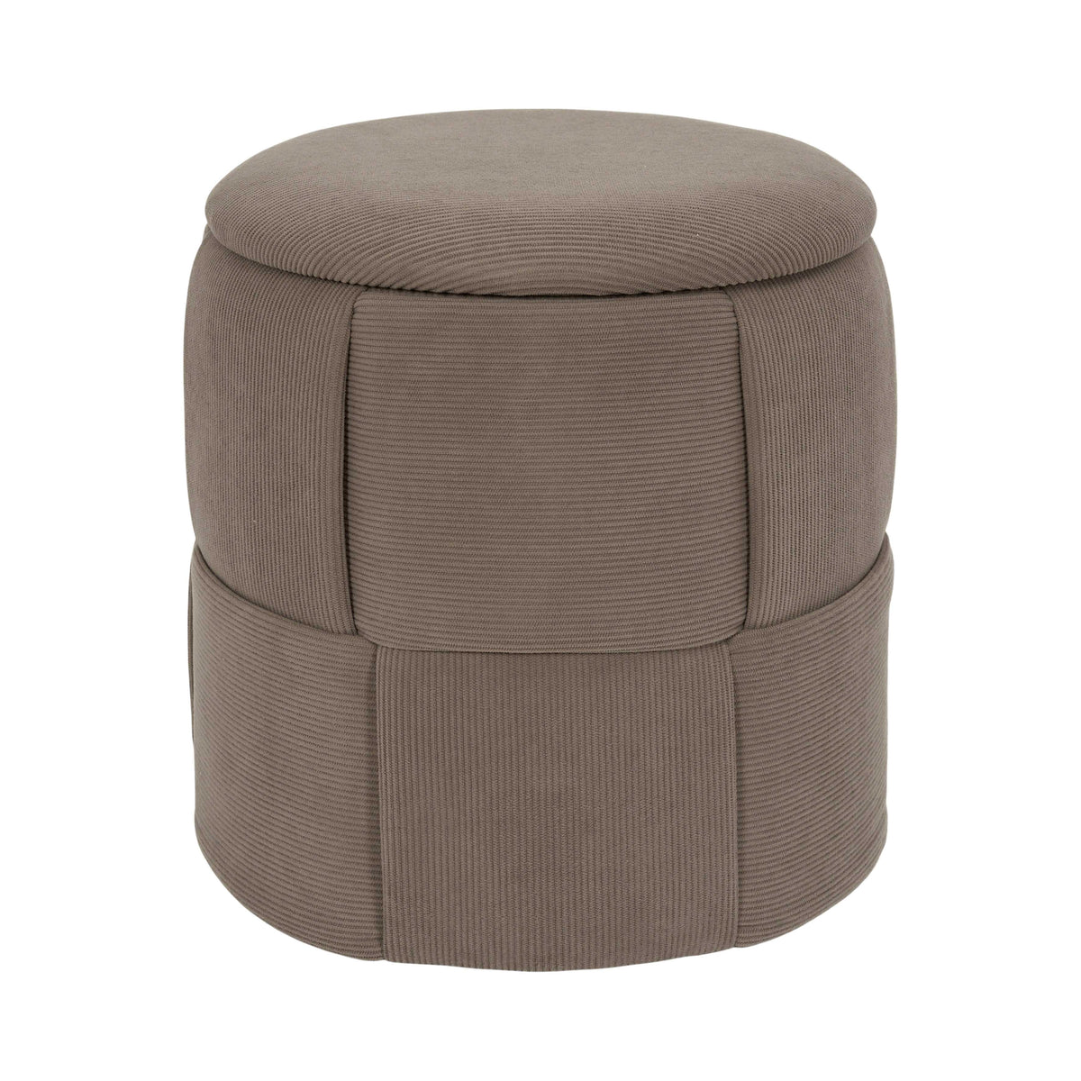 Pouf de rangement Jules tressé côtelé Home Deco Factory, taupe