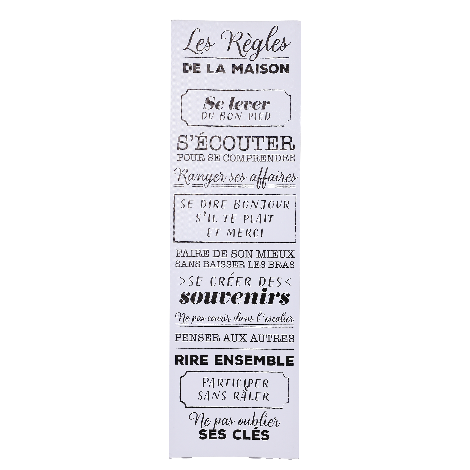 Toile imprimé règle de maison