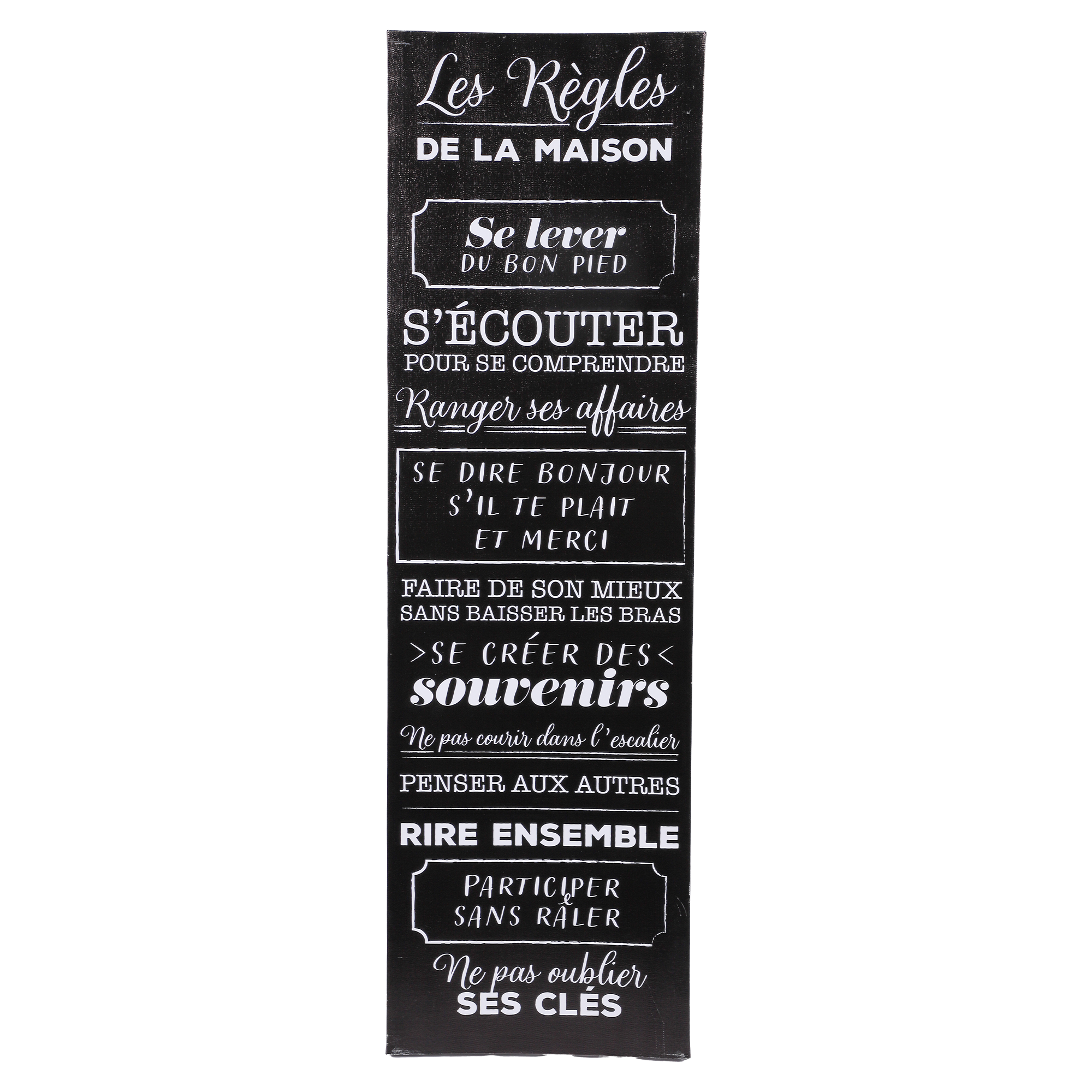 Toile imprimé règle de maison