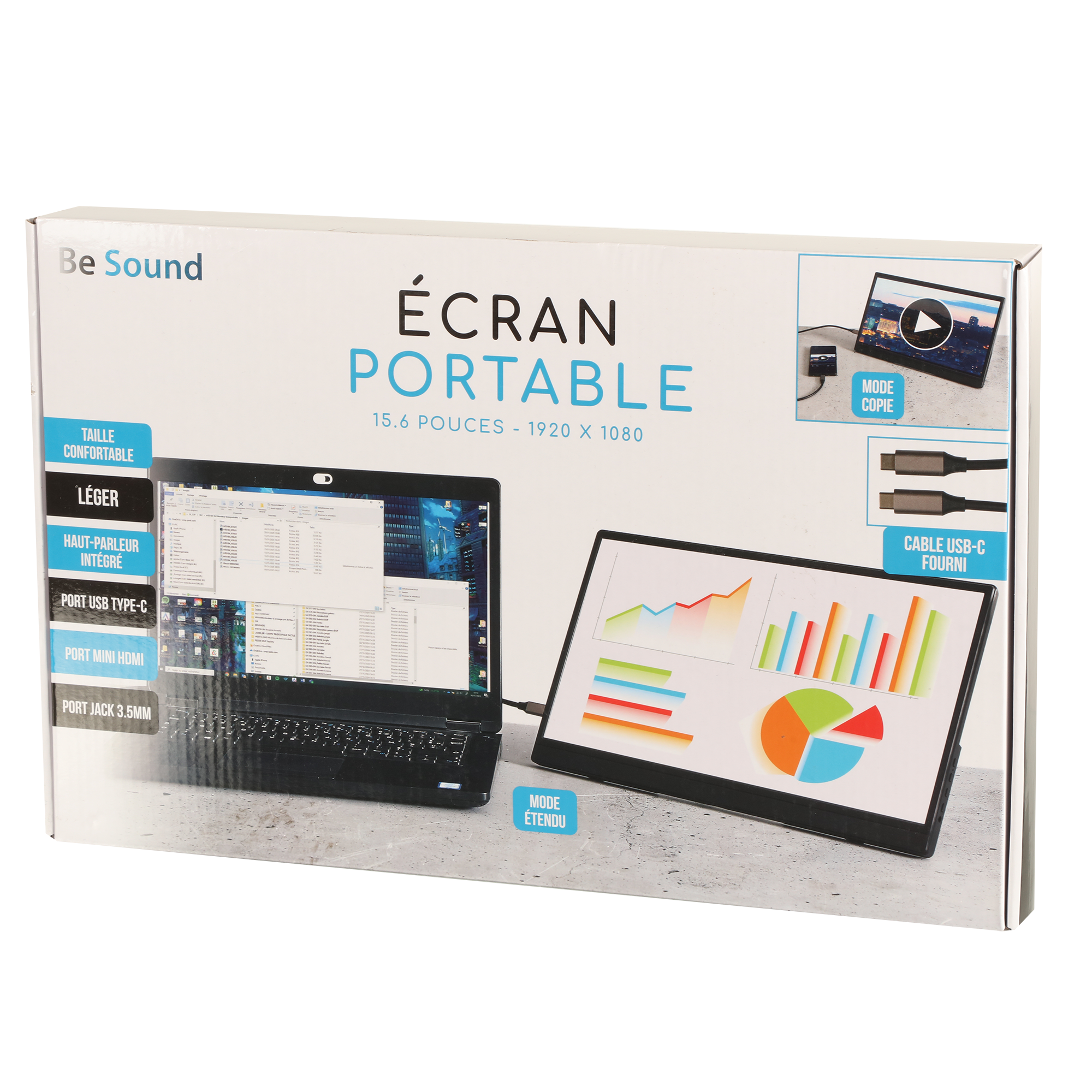 Écran portable transportable 15 pouces