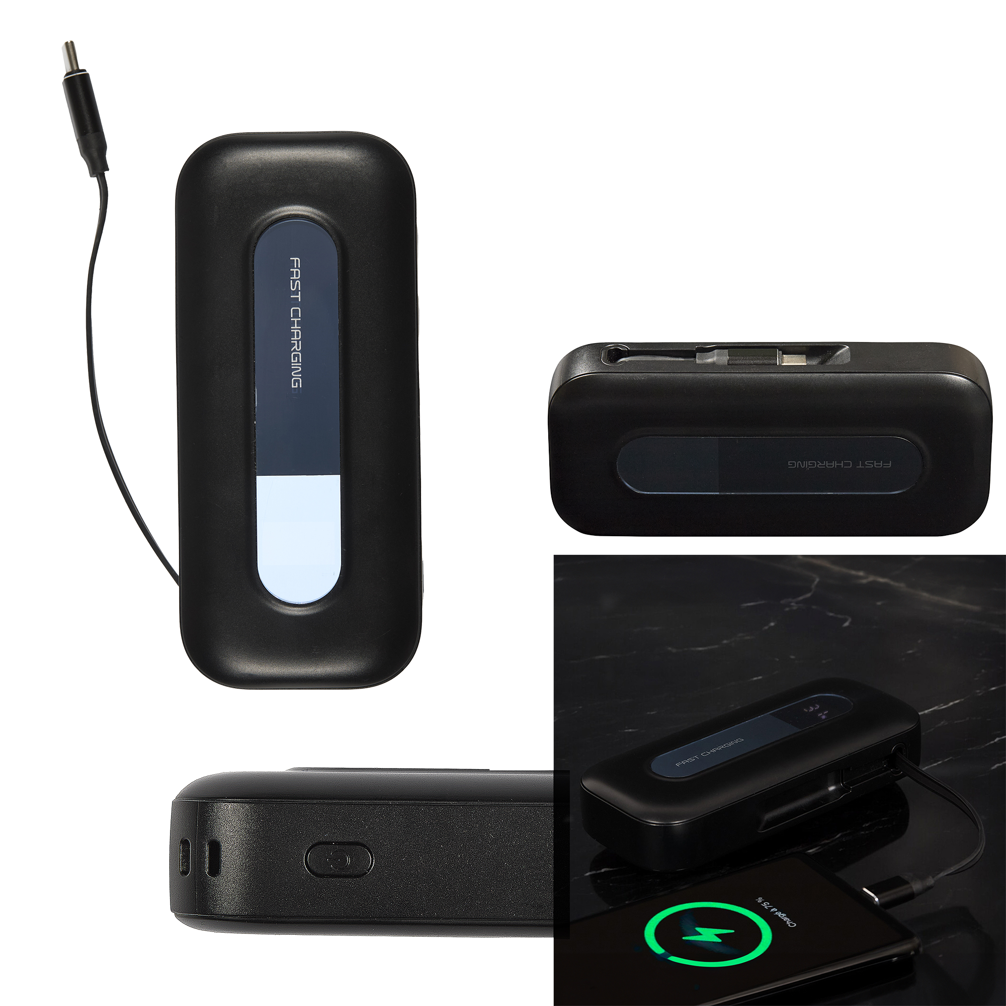 Batterie portable cable rétractable