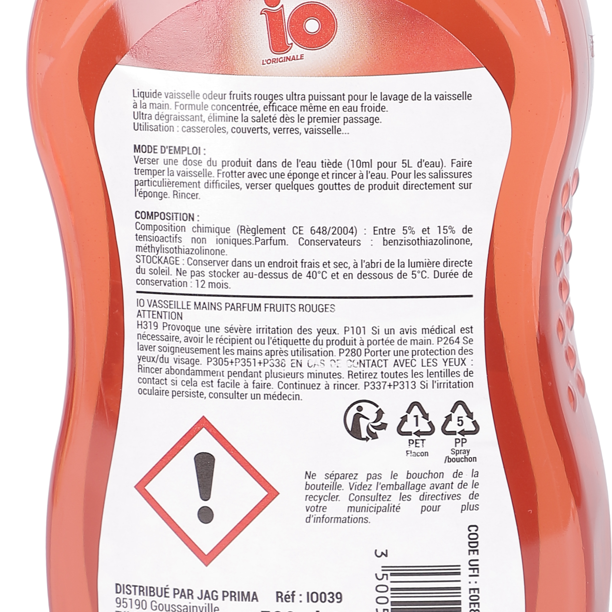 Liquide vaisselle concentré ultra dégraissant fruits rouges