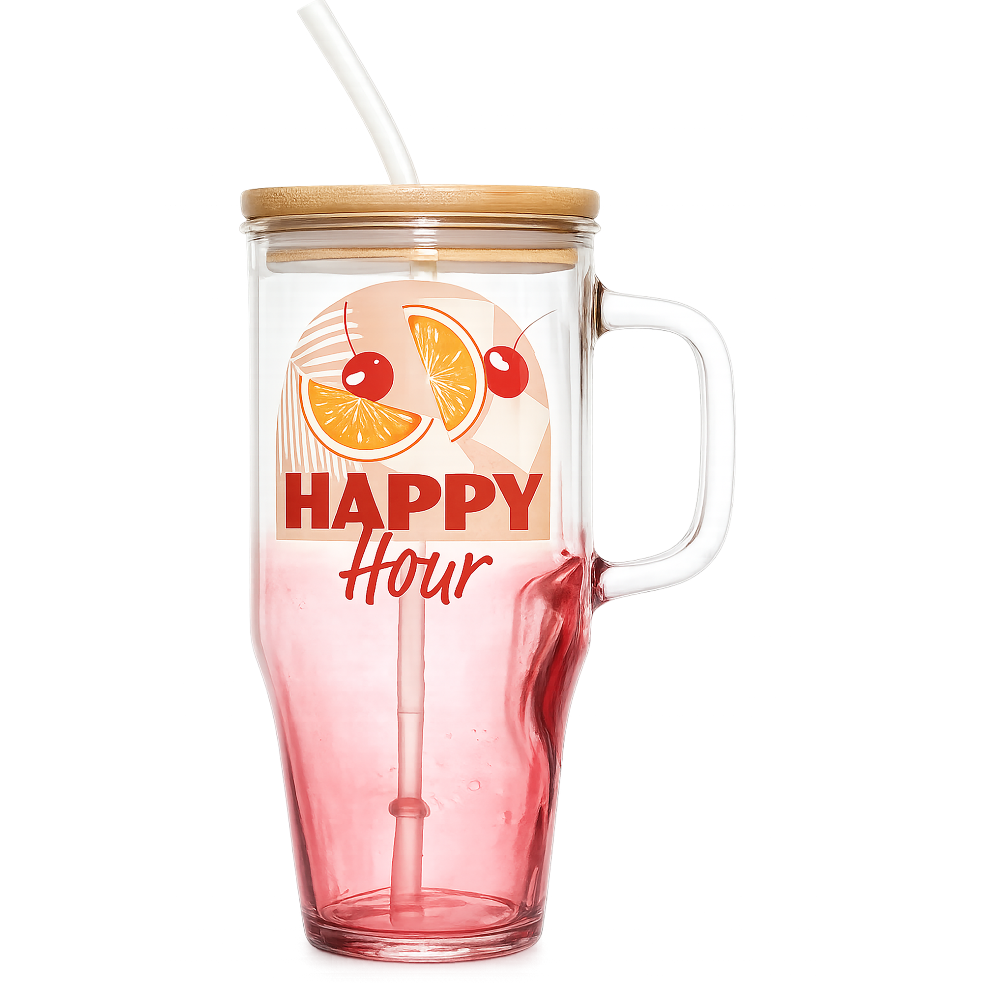 Mini mug en verre avec paille et message 650 ml
