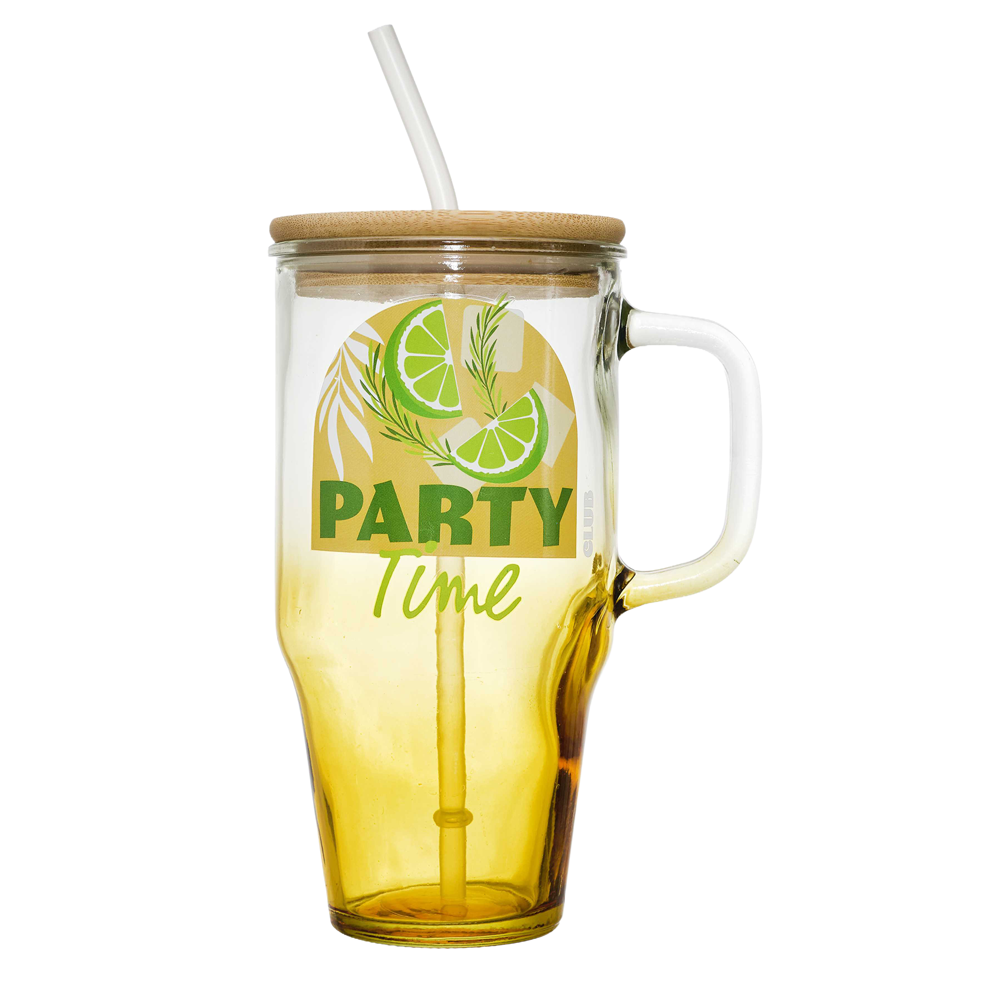 Mini mug en verre avec paille et message 650 ml