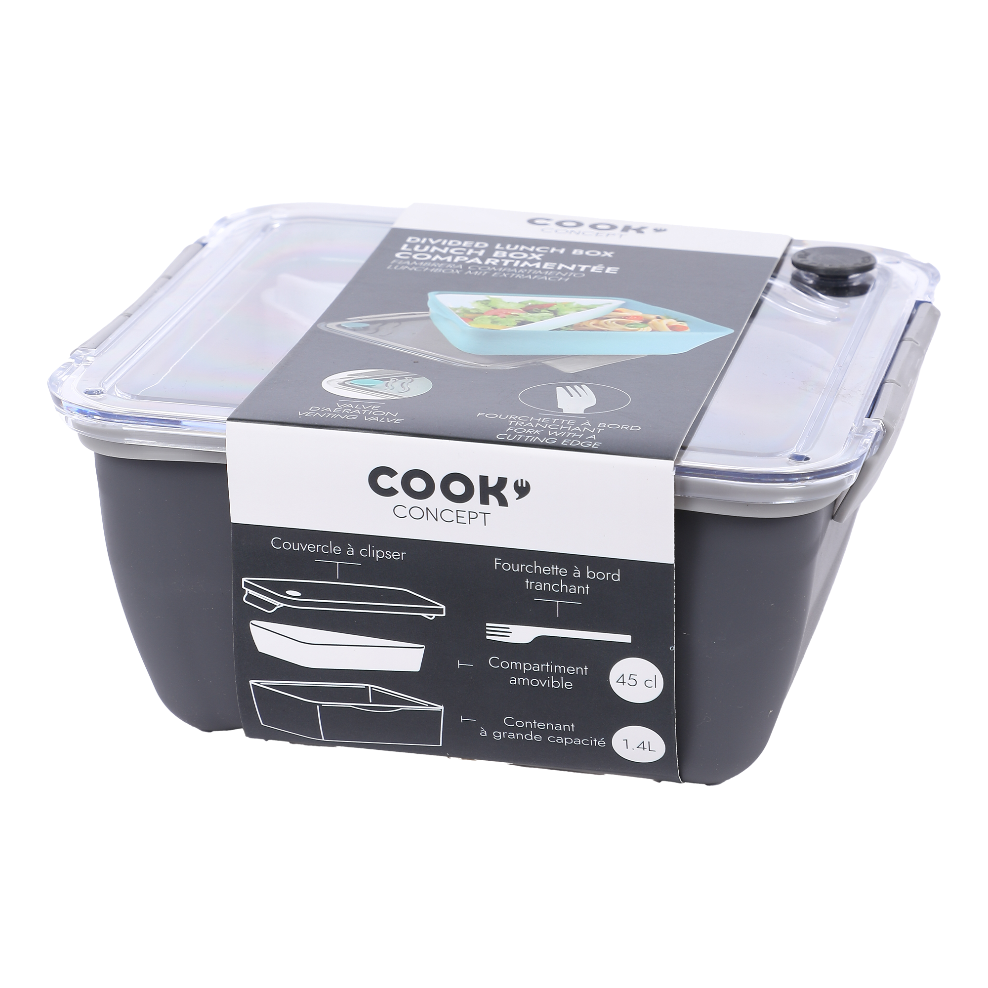 Lunch box 1.4L compartiment amovible + valve