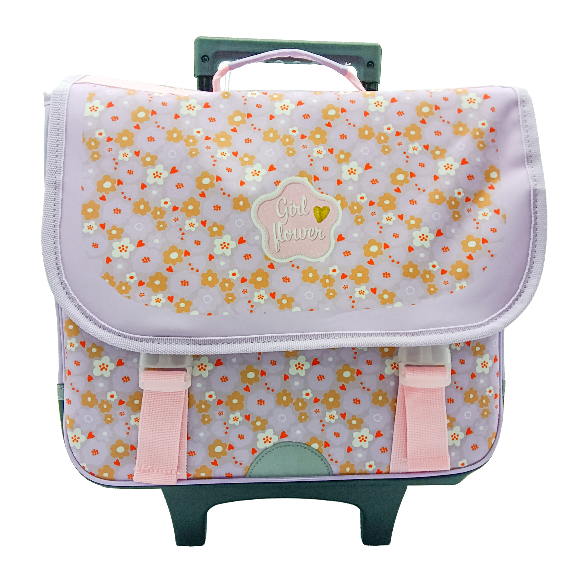 Cartable à roulettes fleurie 38cm
