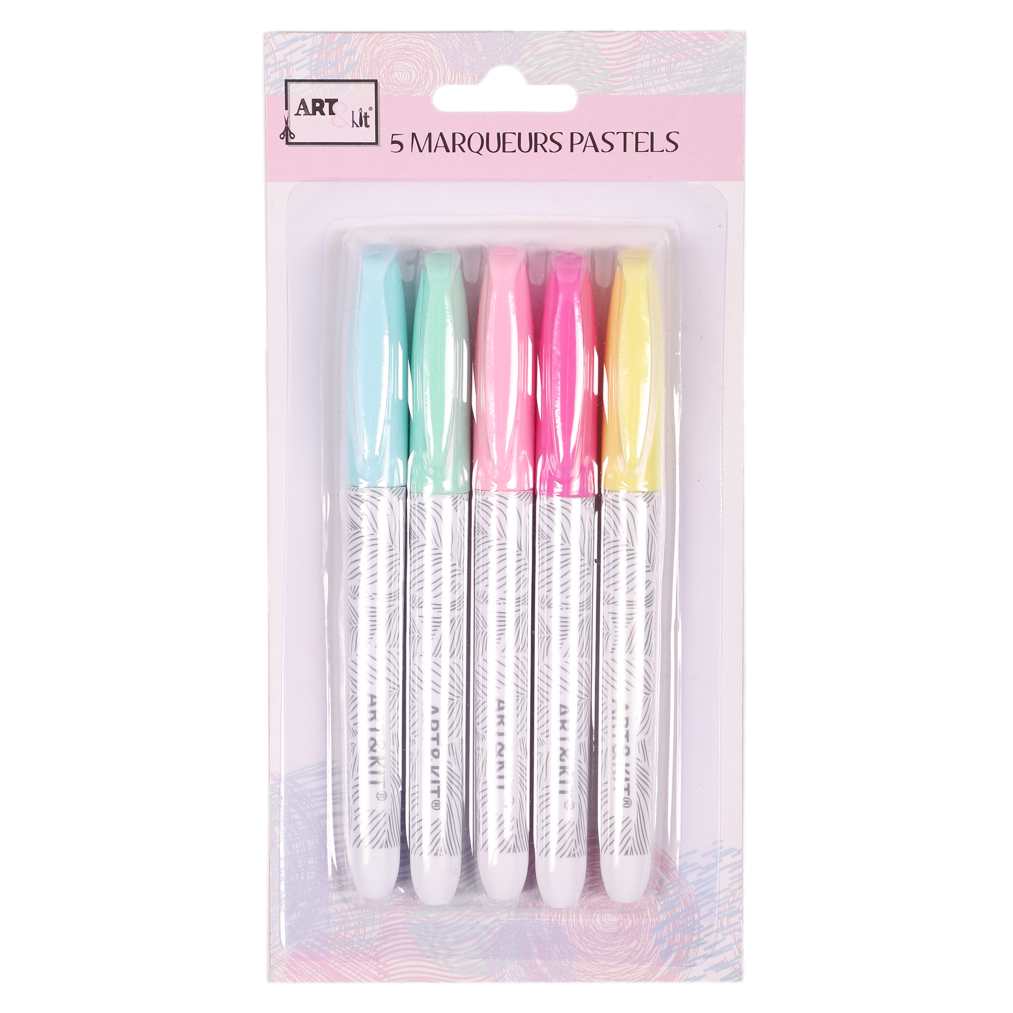 5 marqueurs pastel