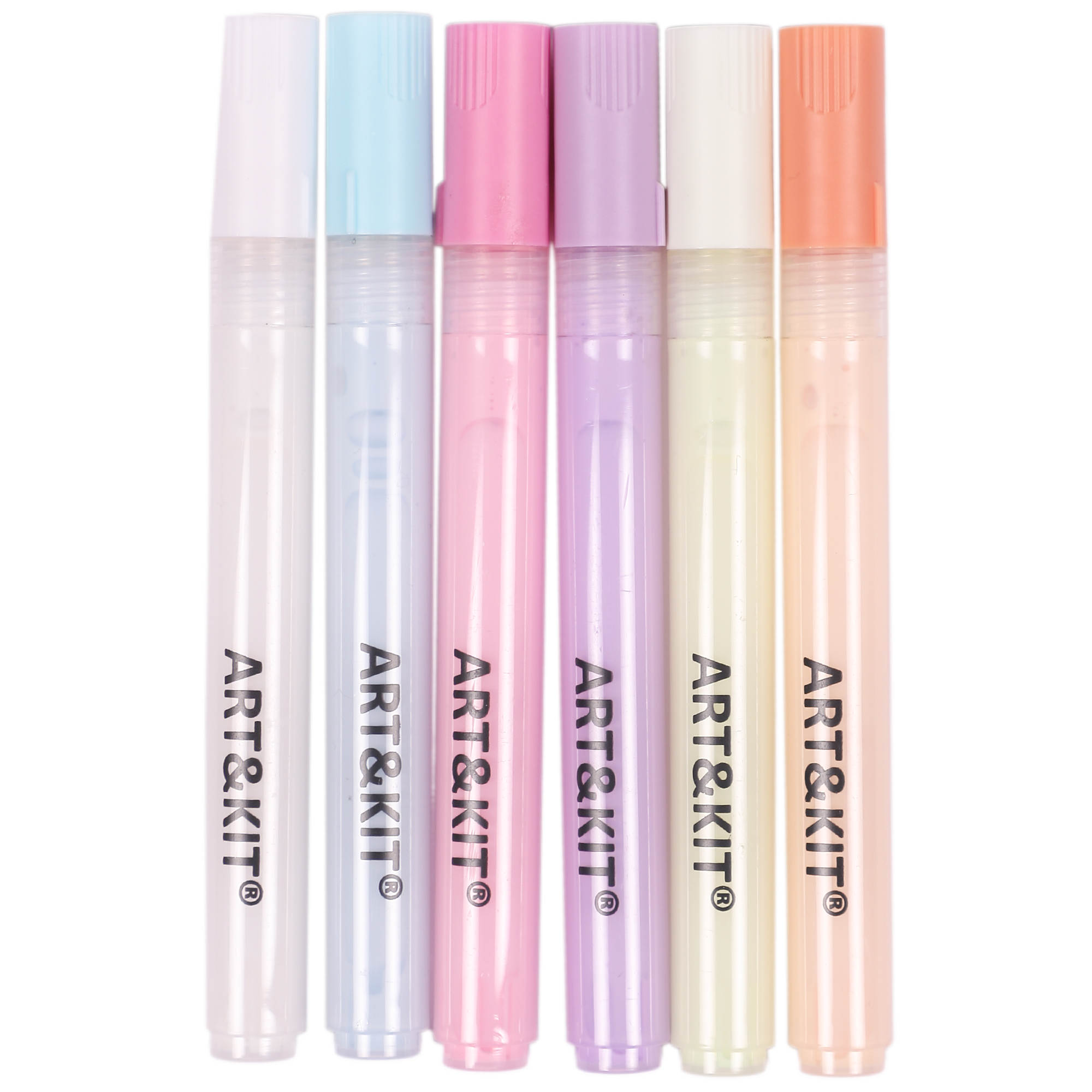 6 stylos colle pastel