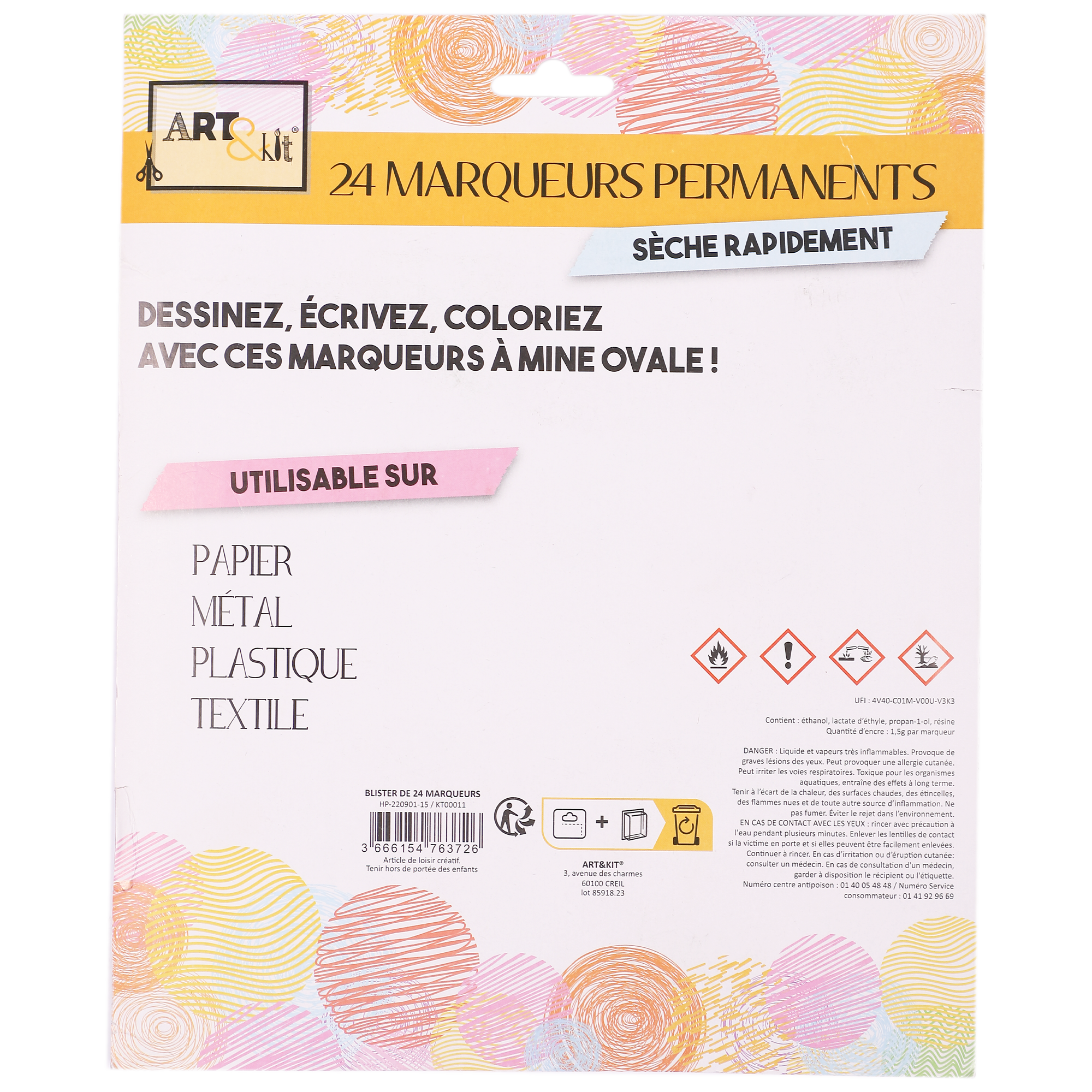 24 marqueurs à mine ovale
