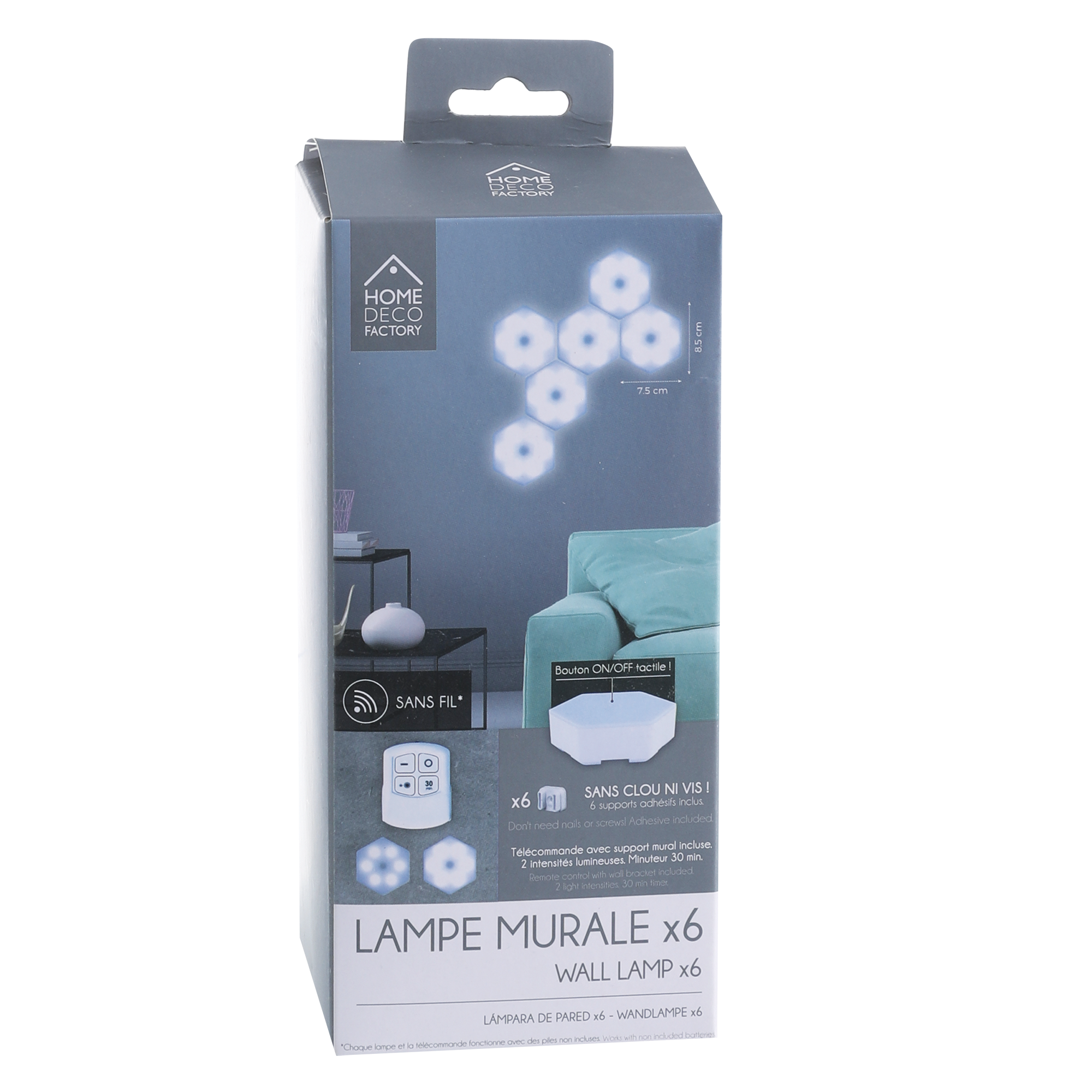Lampe murale hexagonale X6 avec télécommande