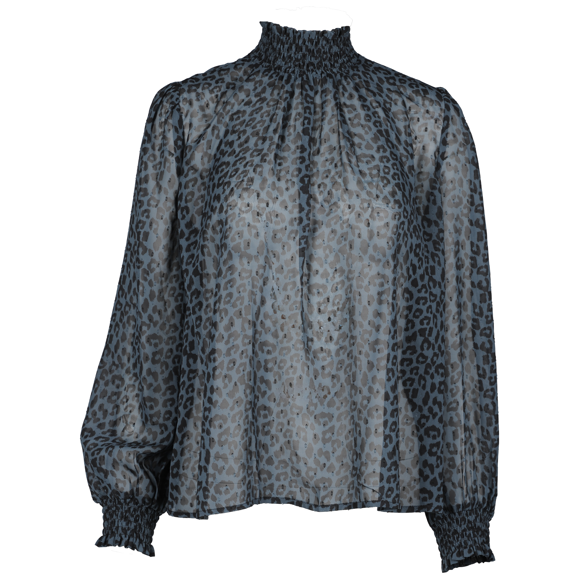 Blouse col montant  - Bleu