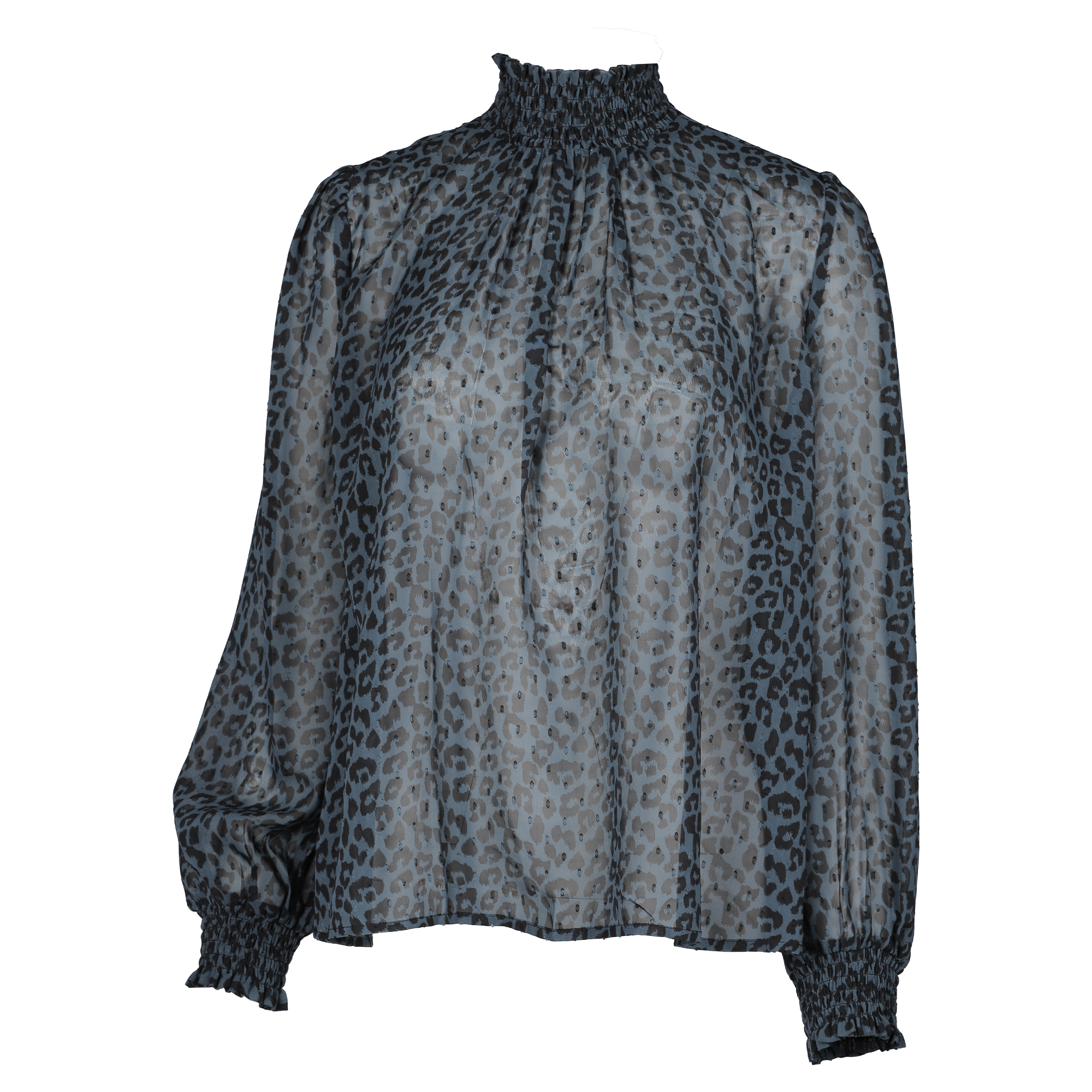 Blouse col montant  - Bleu