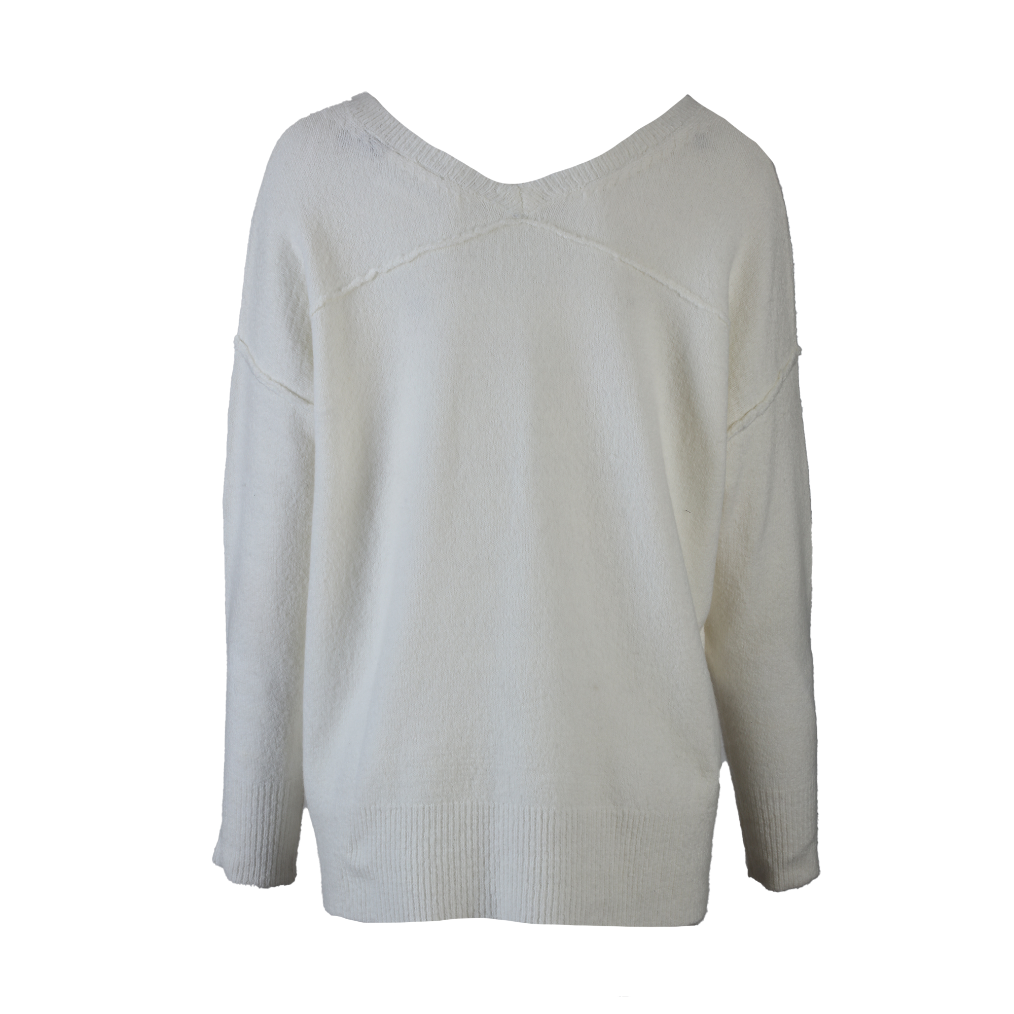 Pull col V  - Blanc