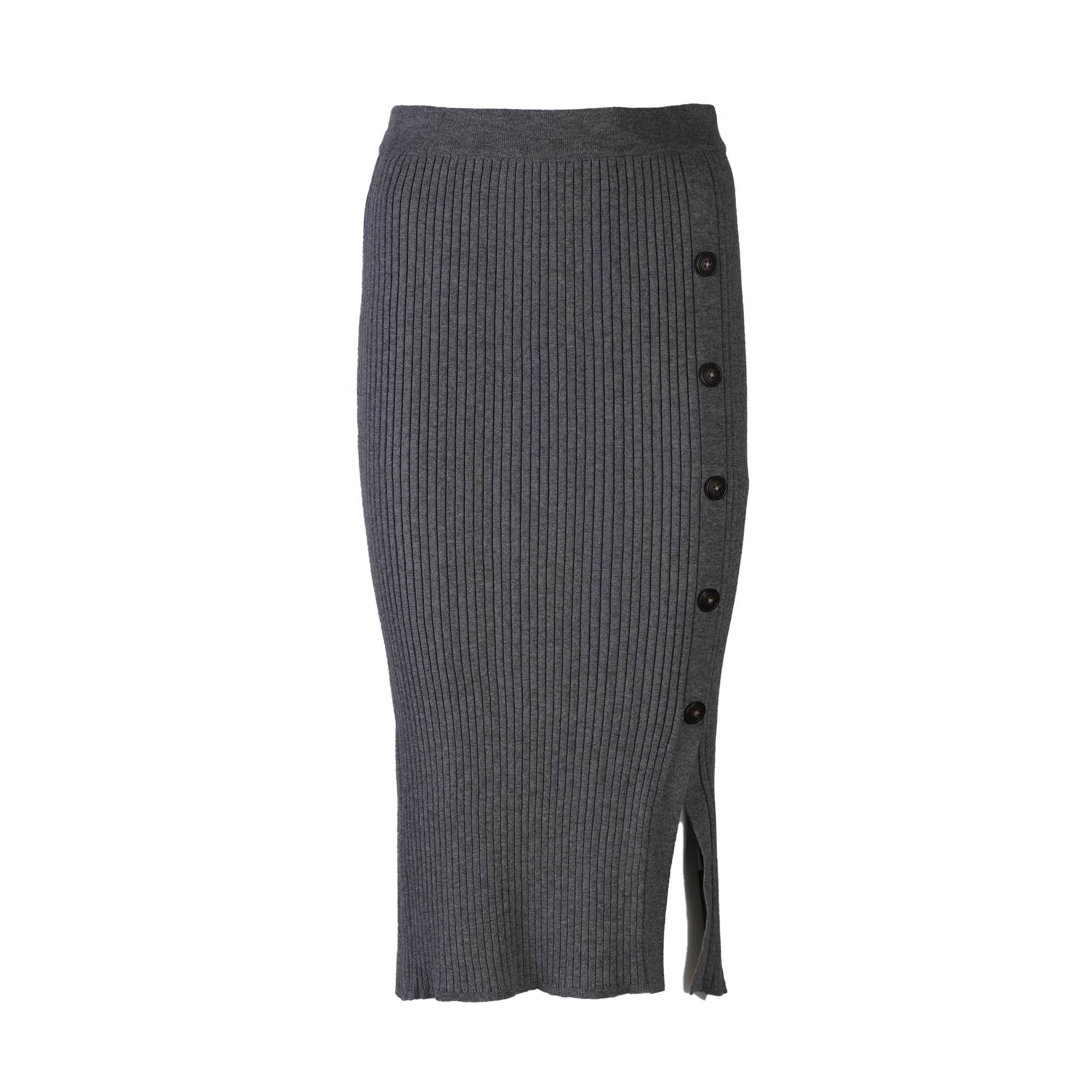 Jupe mi-longue en maille  - Gris