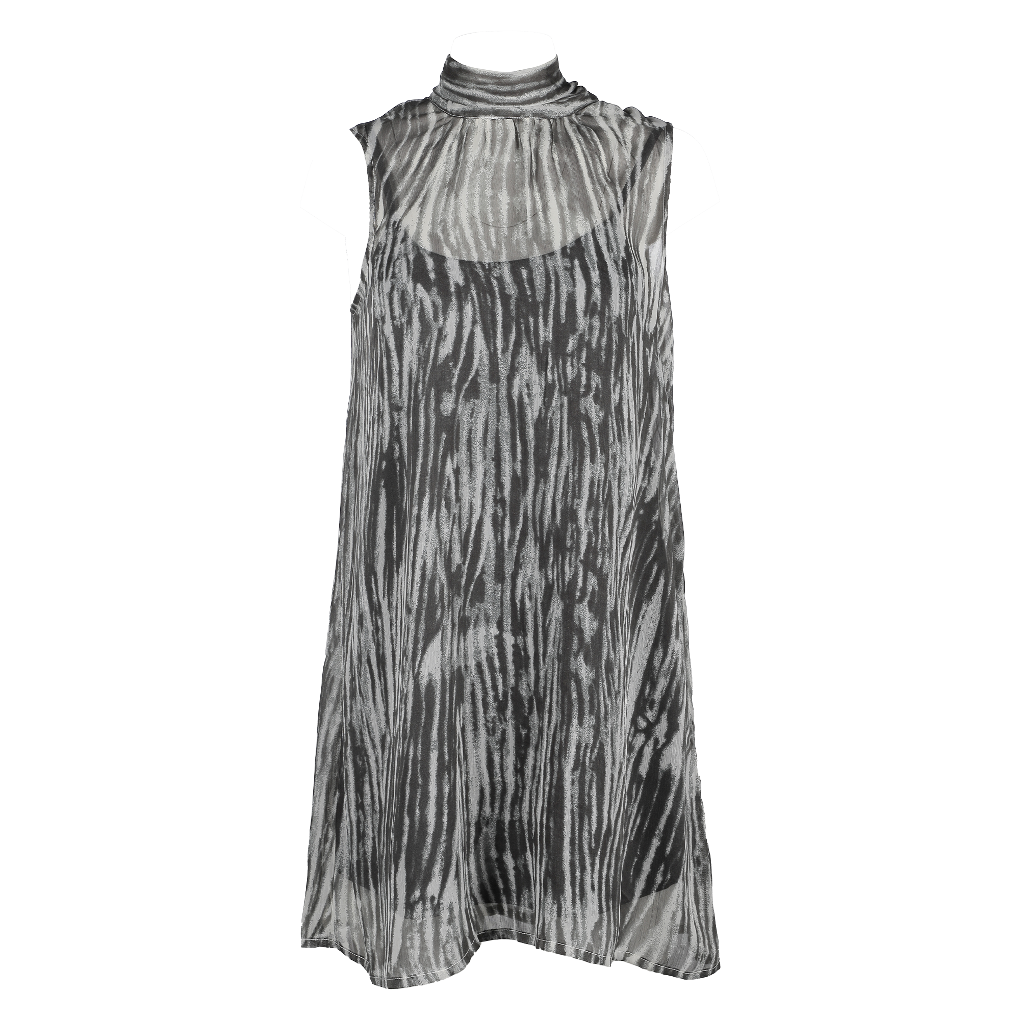 Robe courte à col noué - Marron