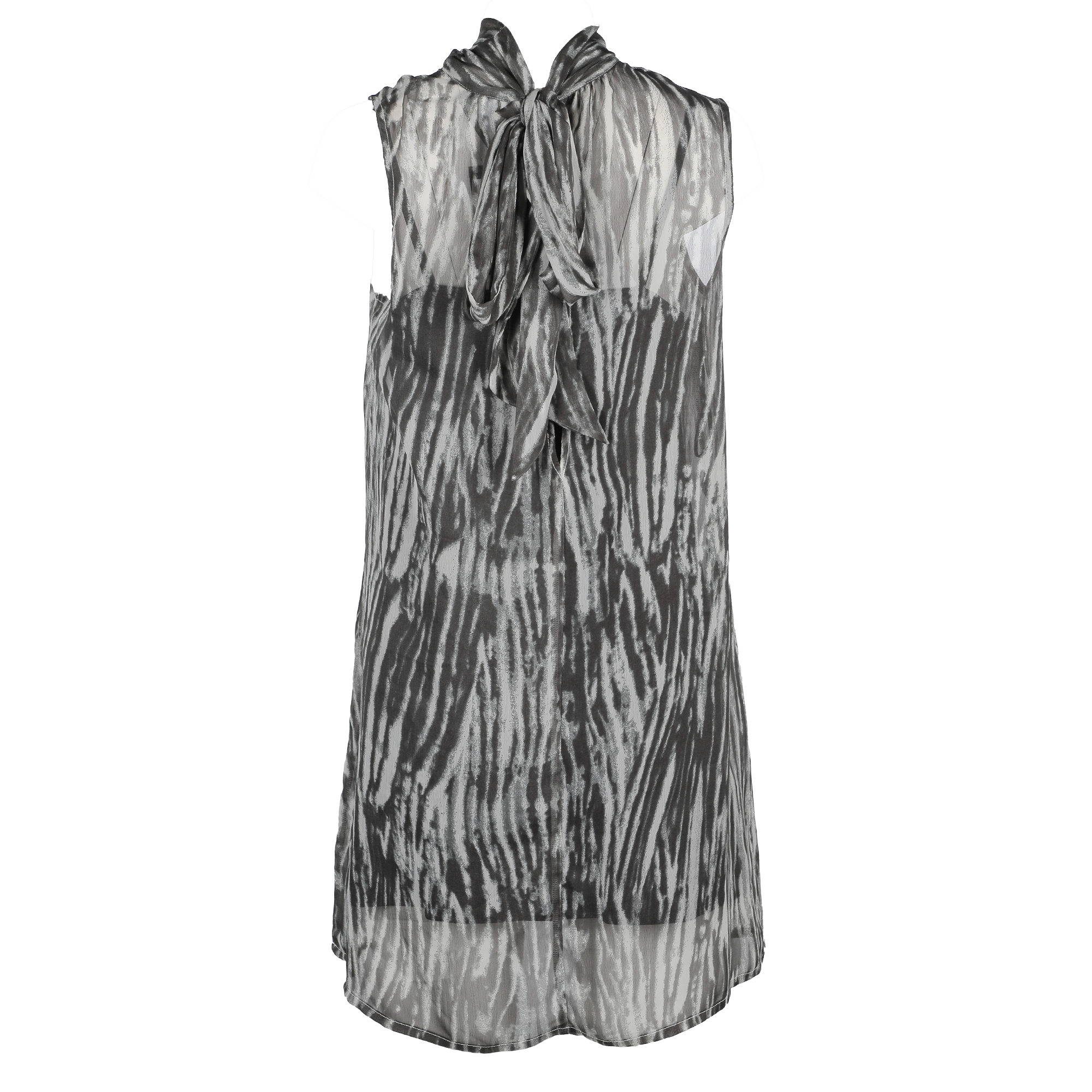 Robe courte à col noué - Gris
