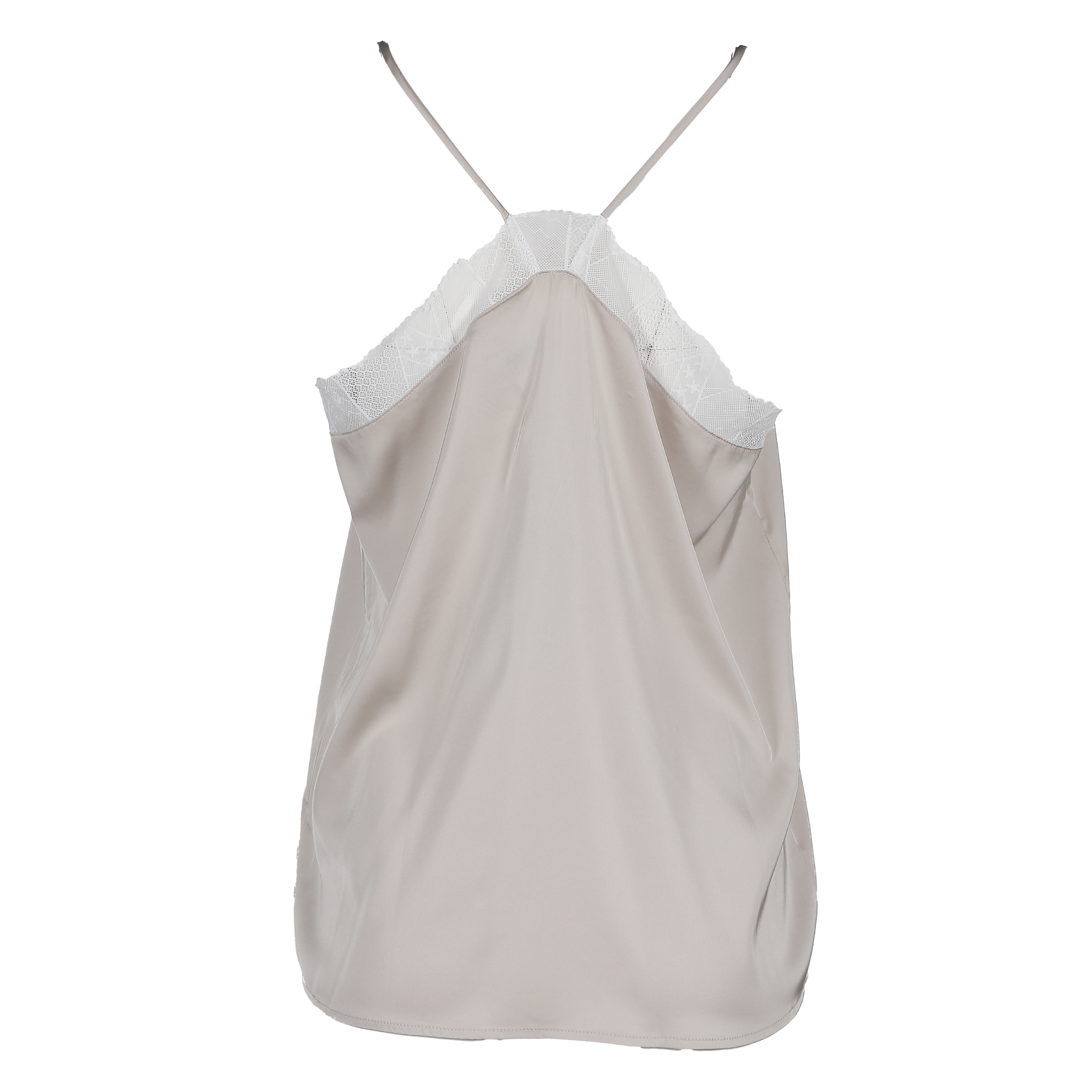 Débardeur en satin détail dentelle - Beige