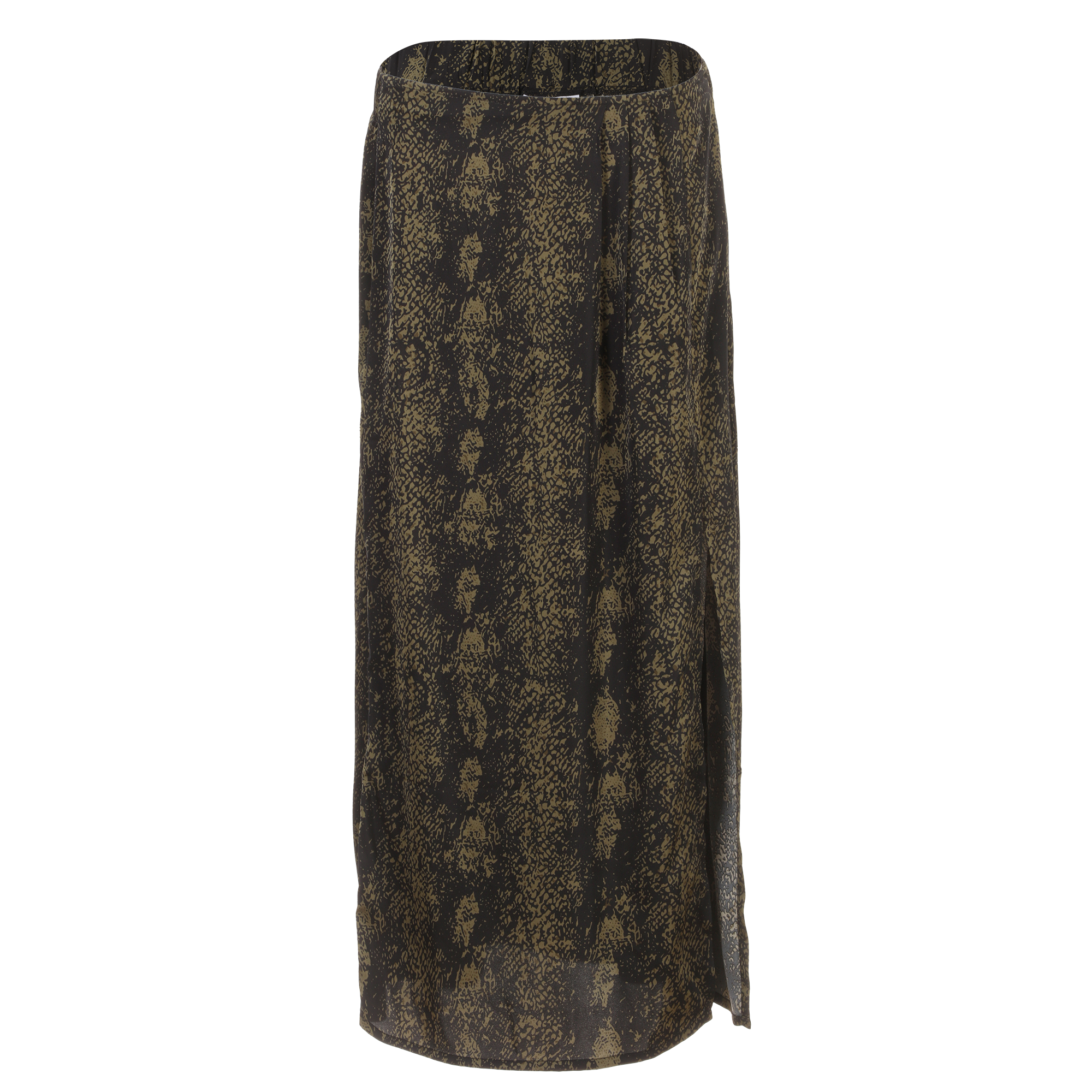 Jupe longue en satin  - Kaki