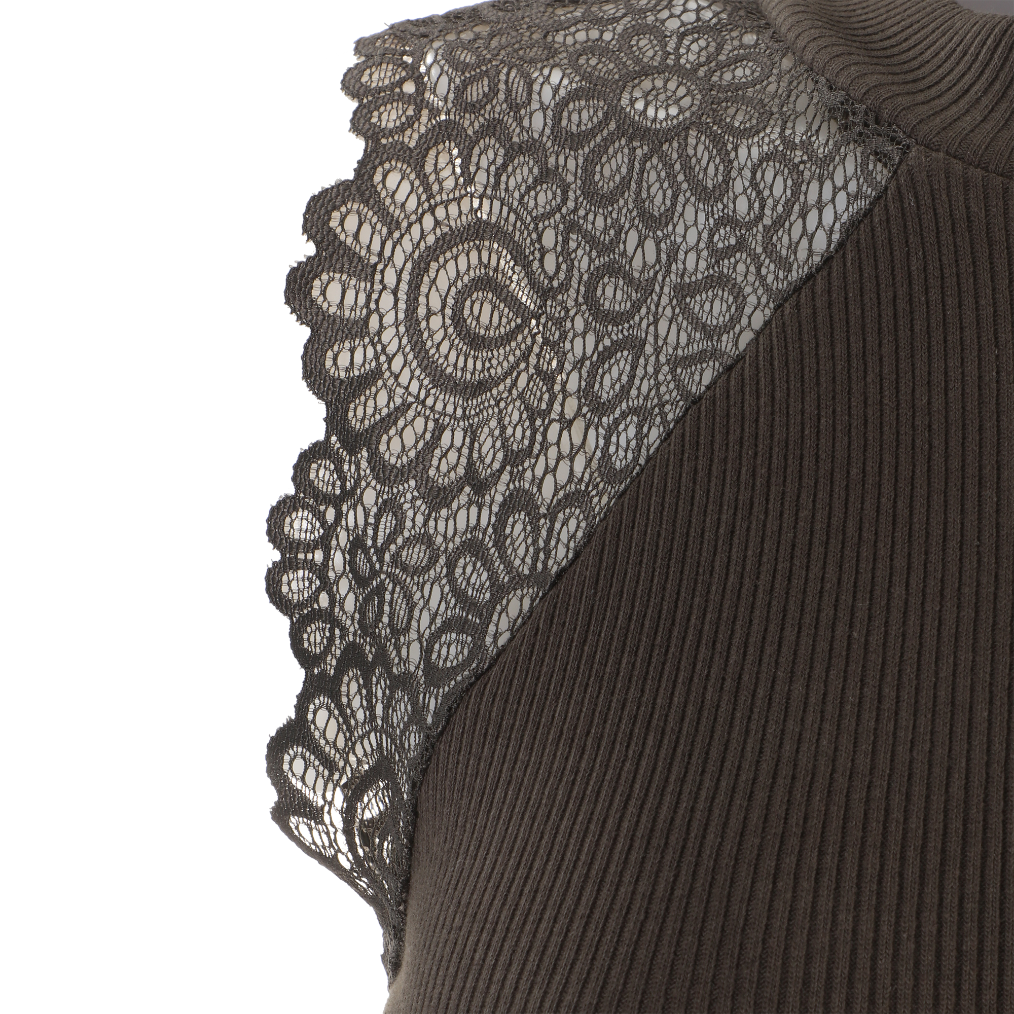 Robe longue en maille détails dentelle - Noir