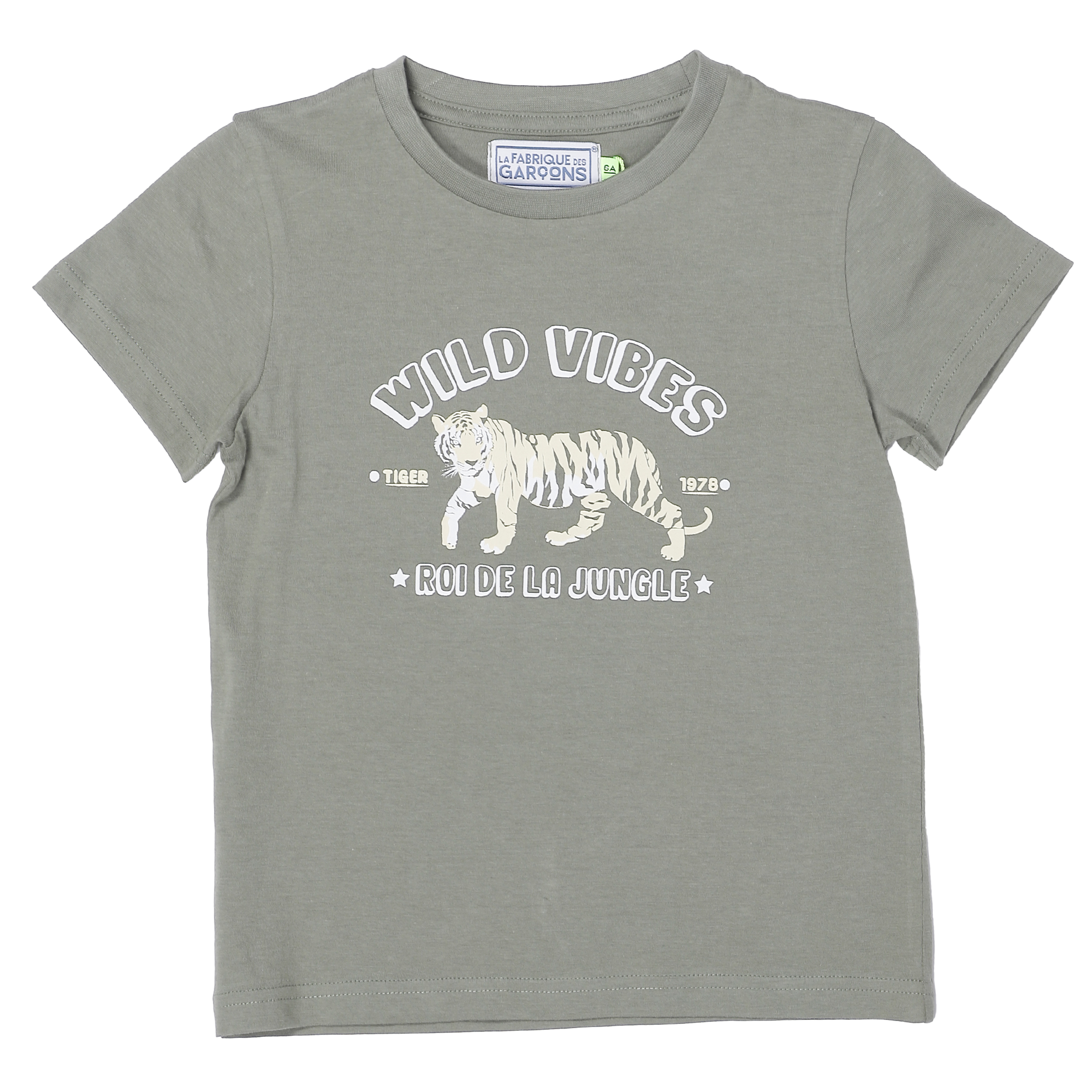 Tee-shirt manches courtes avec animation 3/6 ans - Kaki