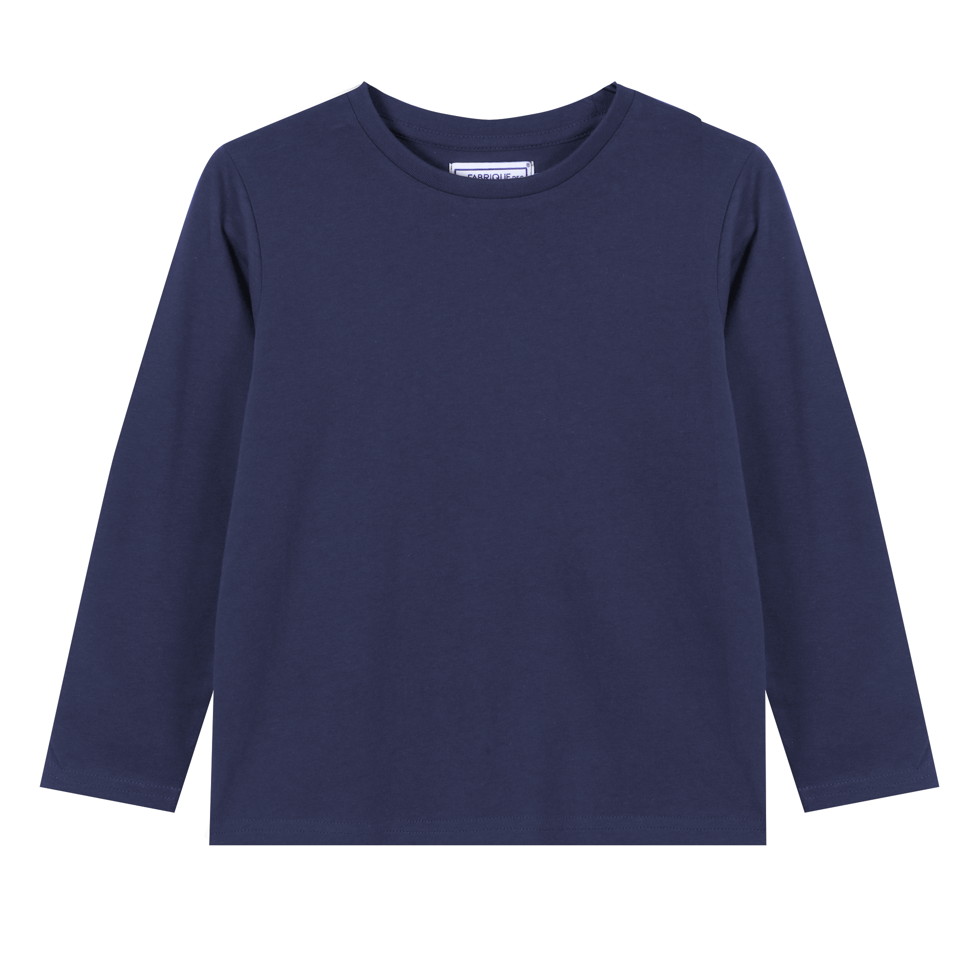 Tee-shirt uni manches longues 3/12 ans - Bleu foncé