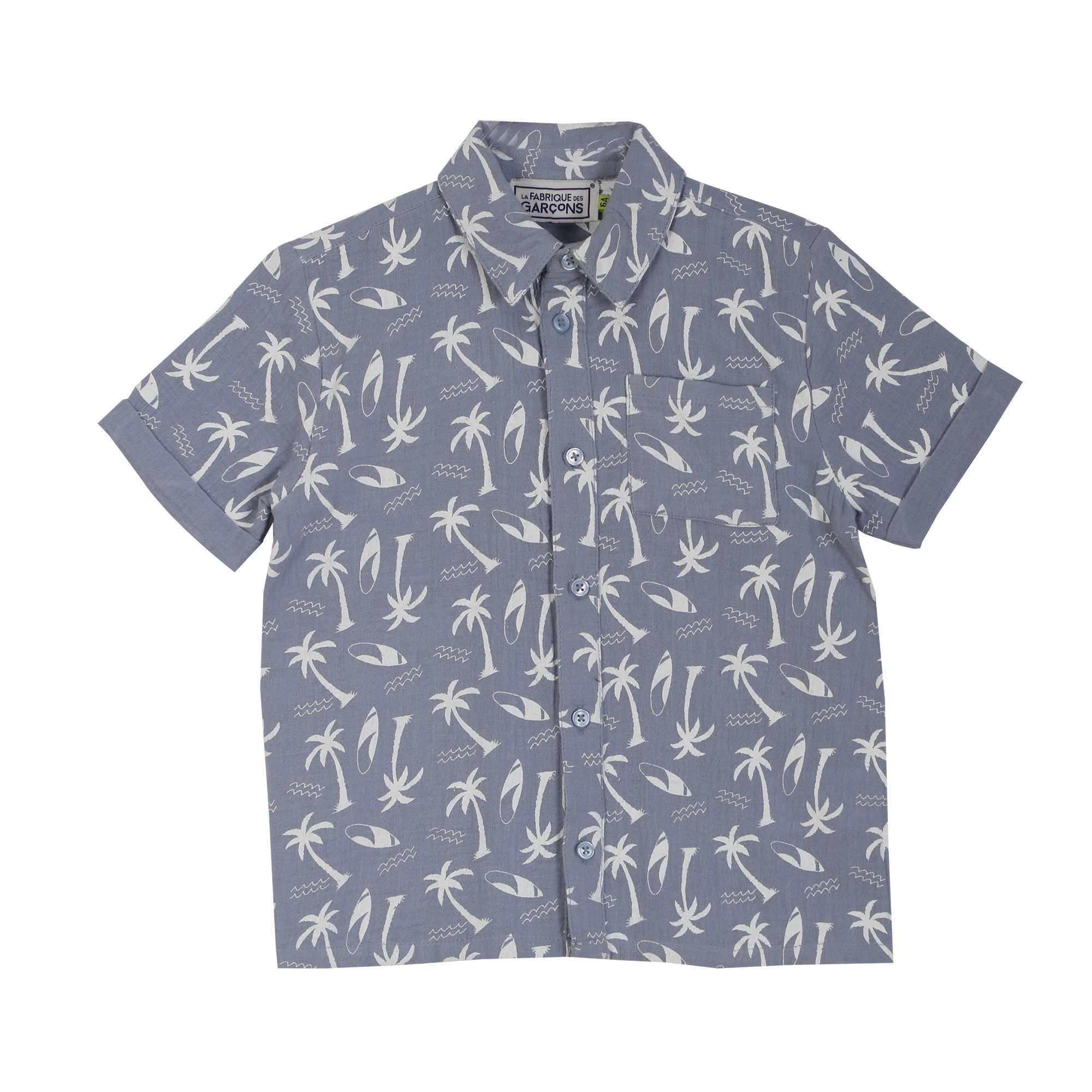Chemise manches courtes en coton 3/6 ans - Bleu foncé