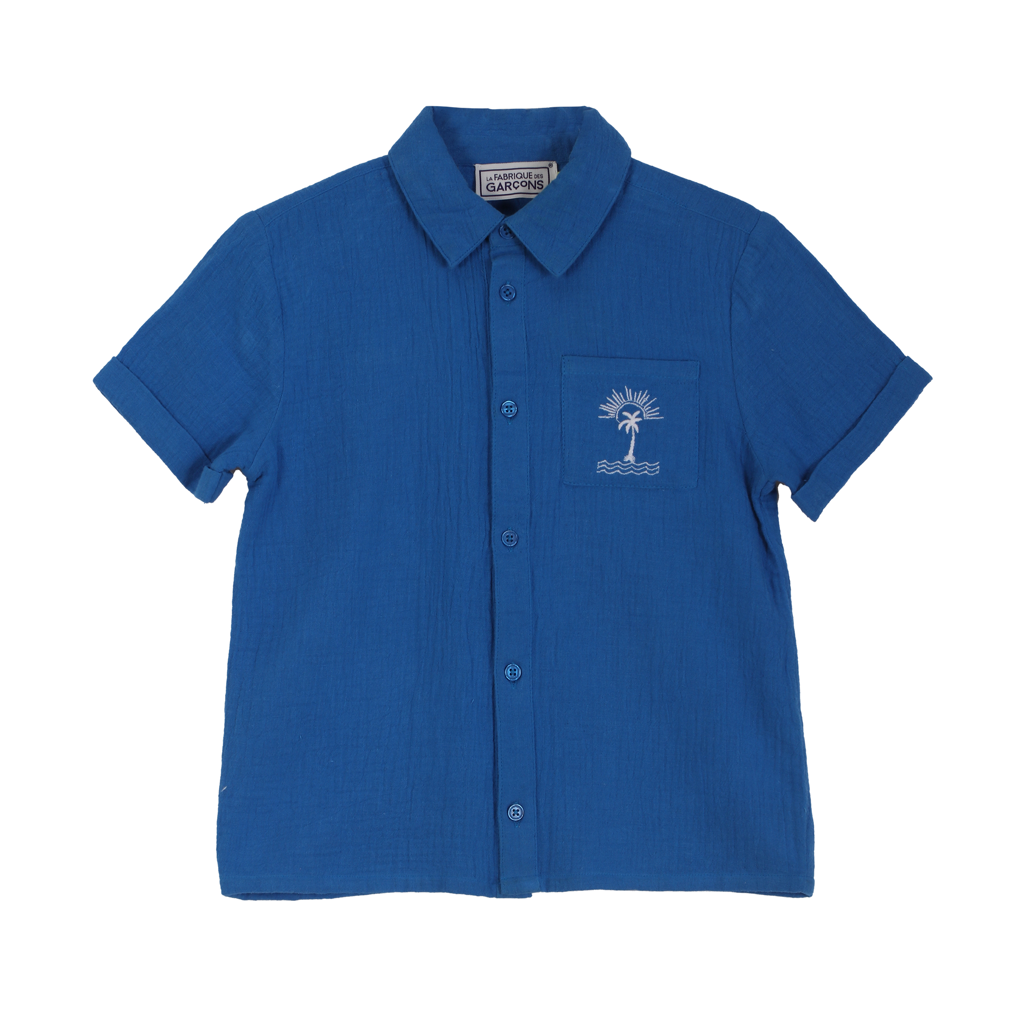 Chemise manches courtes en coton 3/6 ans - Bleu foncé