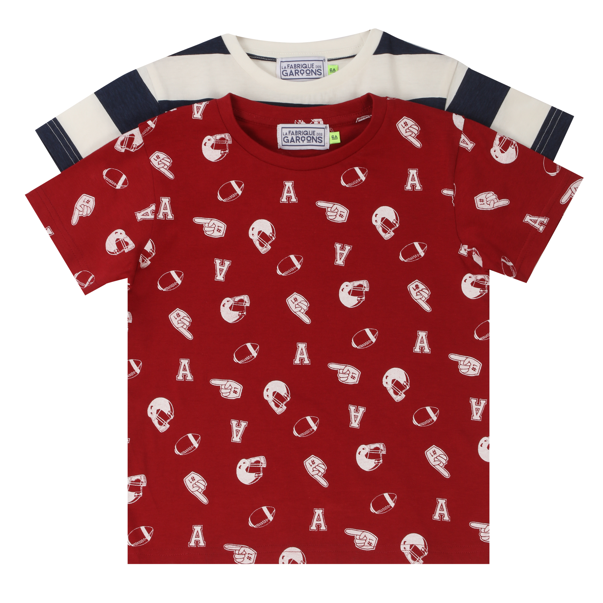 Lot de 2 tee-shirts manches courtes avec animations 3/12 ans - Rouge