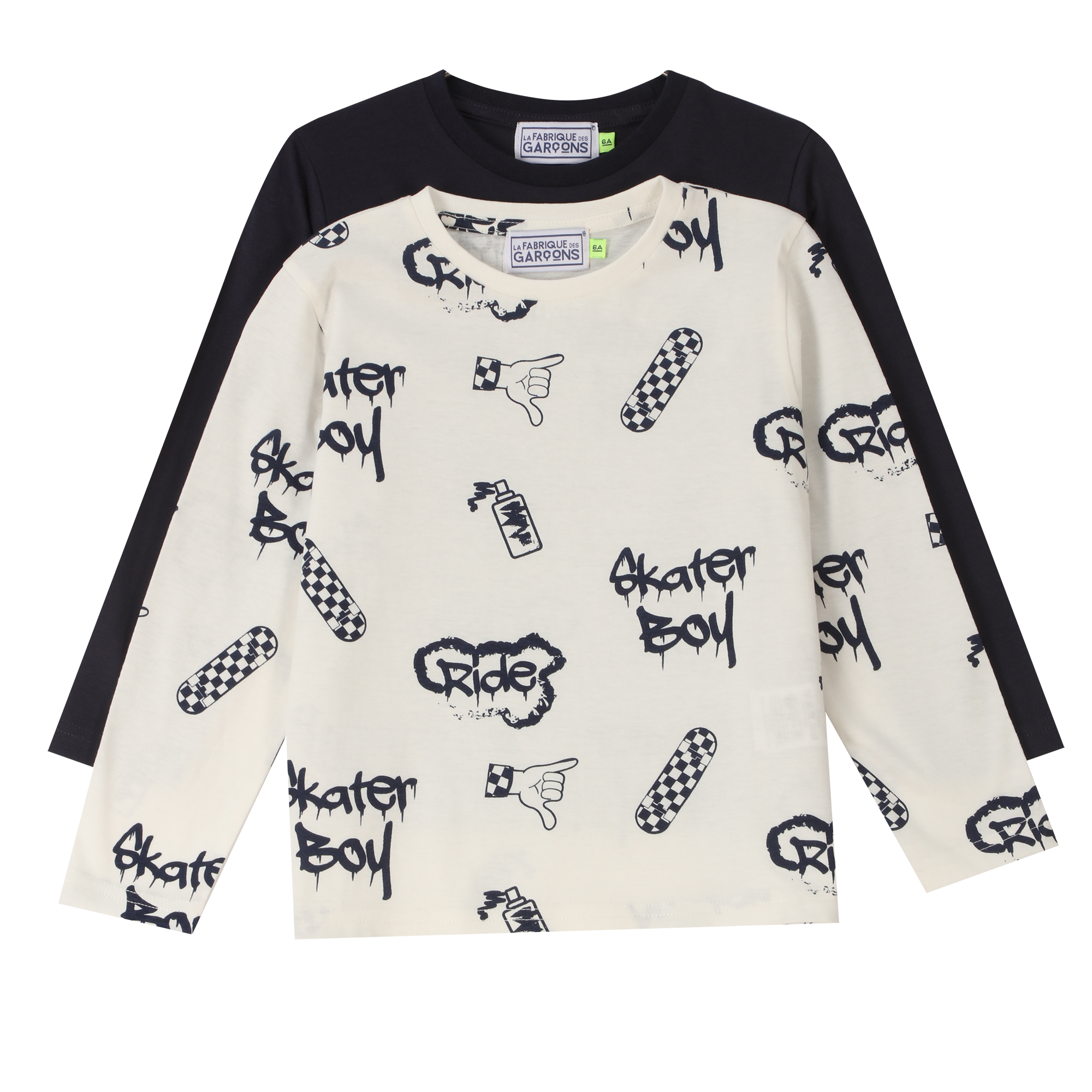 Lot de 2 tee-shirts manches longues avec animation 3/12 ans - Bleu foncé