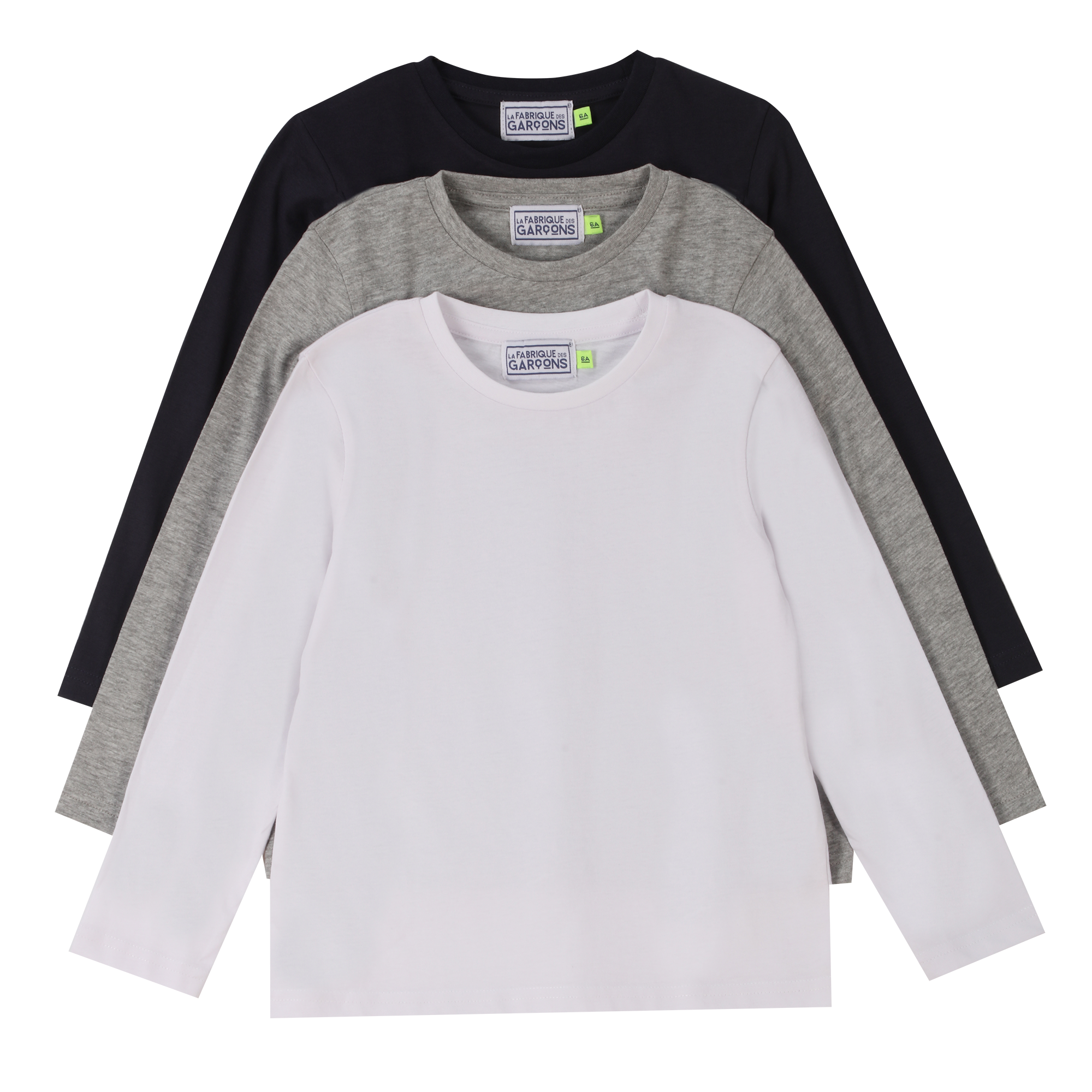 Lot de 3 tee-shirts manches longues 3/12 ans - Blanc