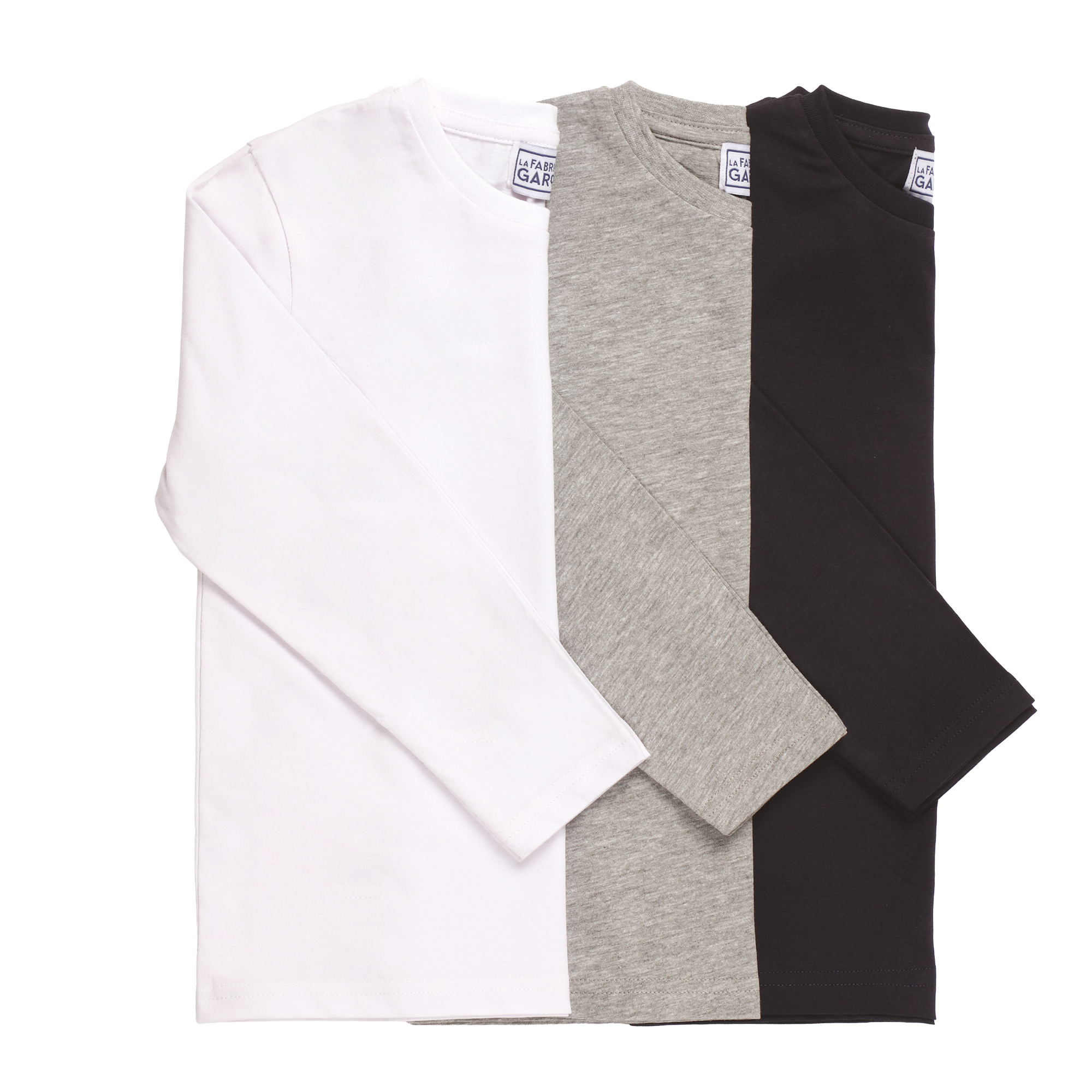 Lot de 3 tee-shirts manches longues 3/12 ans - Blanc