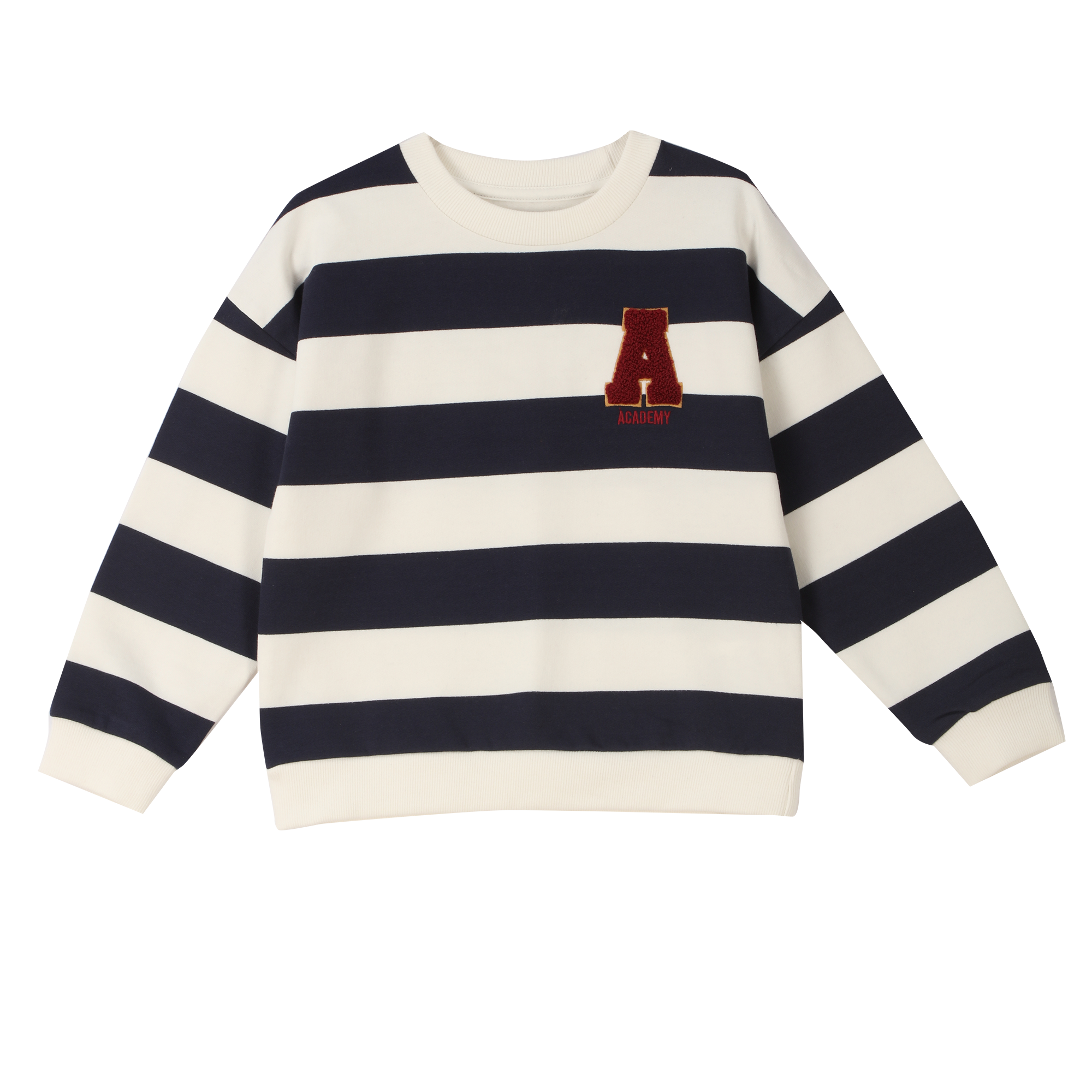 Sweat col rond à rayures 3/12 ans - Bleu foncé