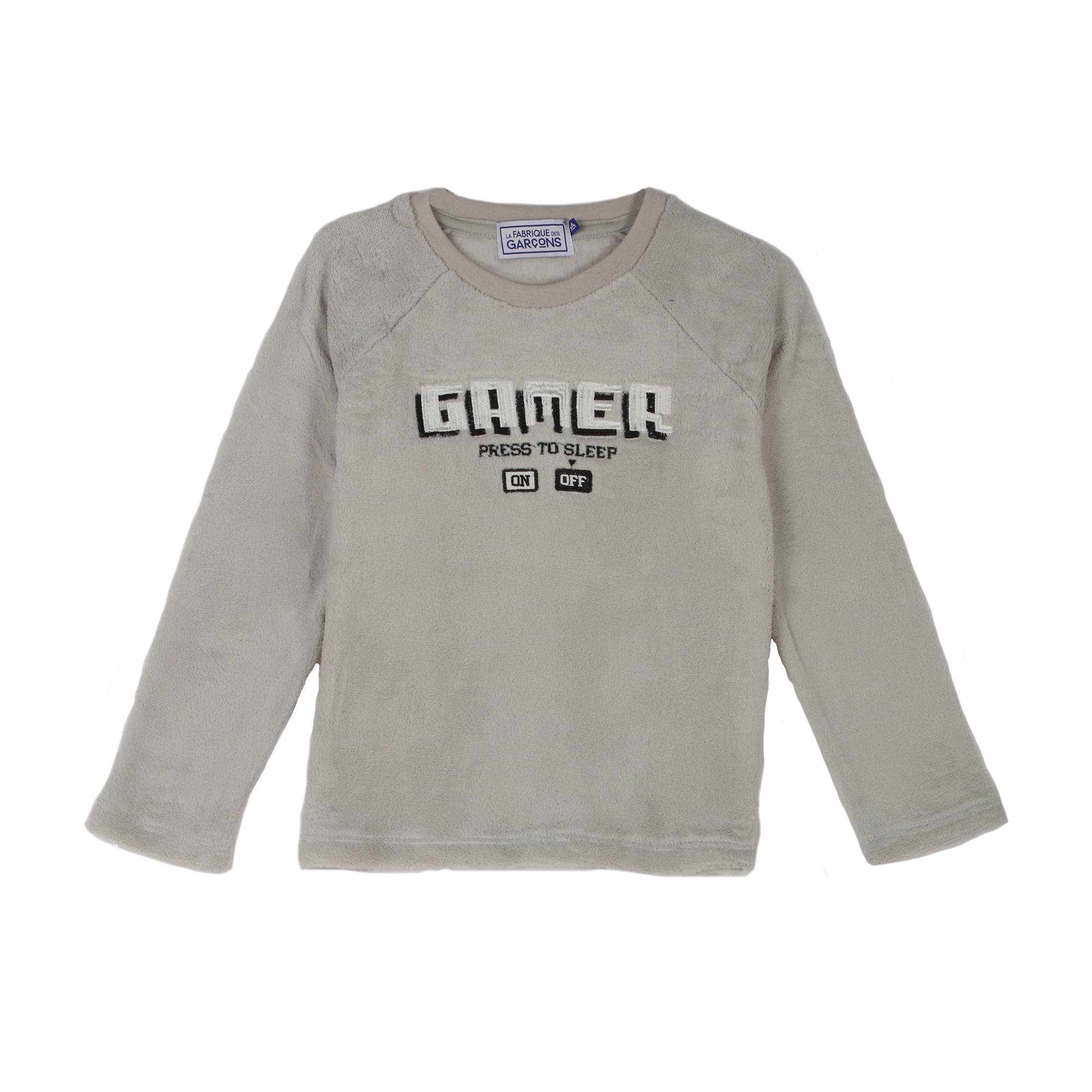 Pyjama coral fleece bas à carreaux 4/12 ans - Gris