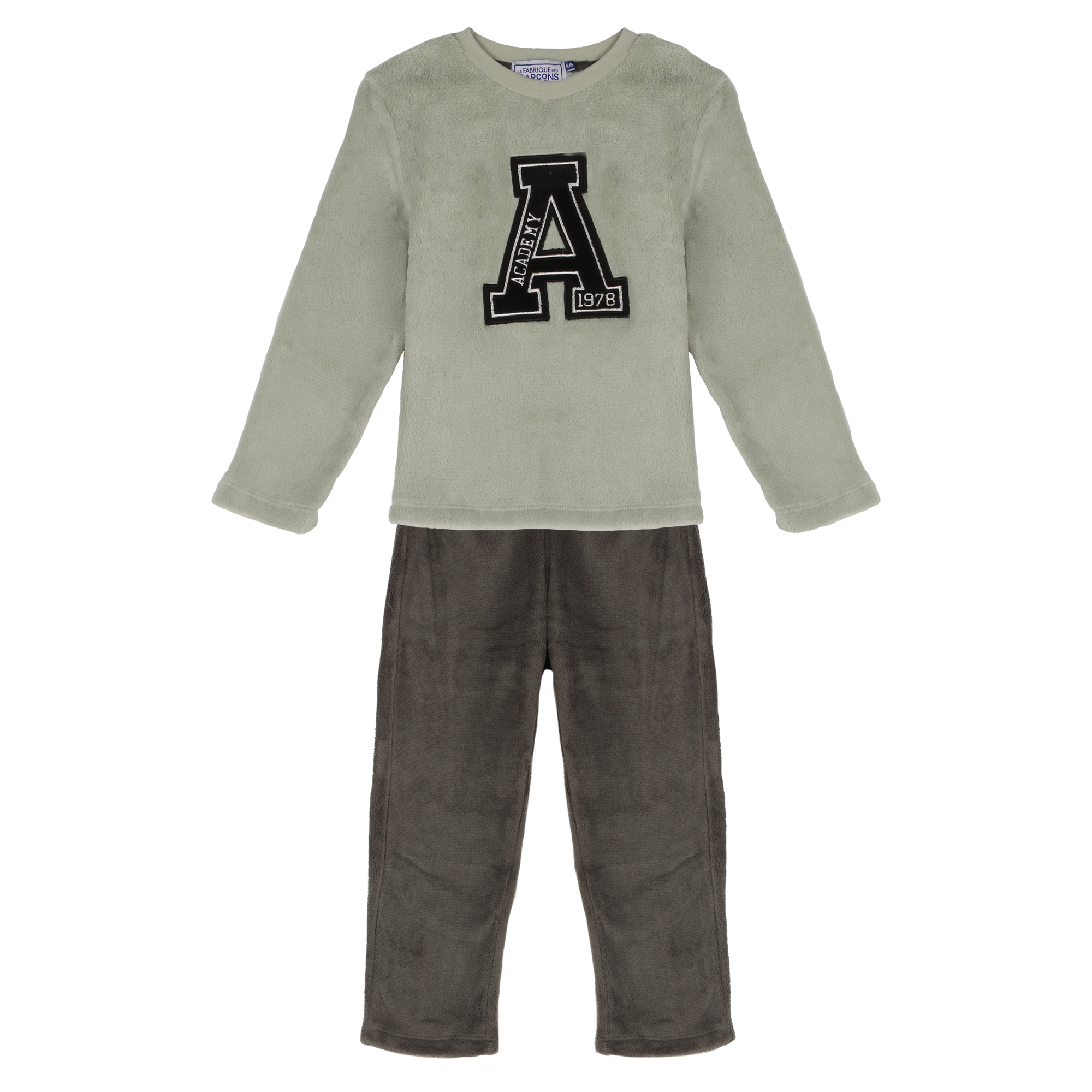 Pyjama coral fleece à rayures 3/12 ans - Vert