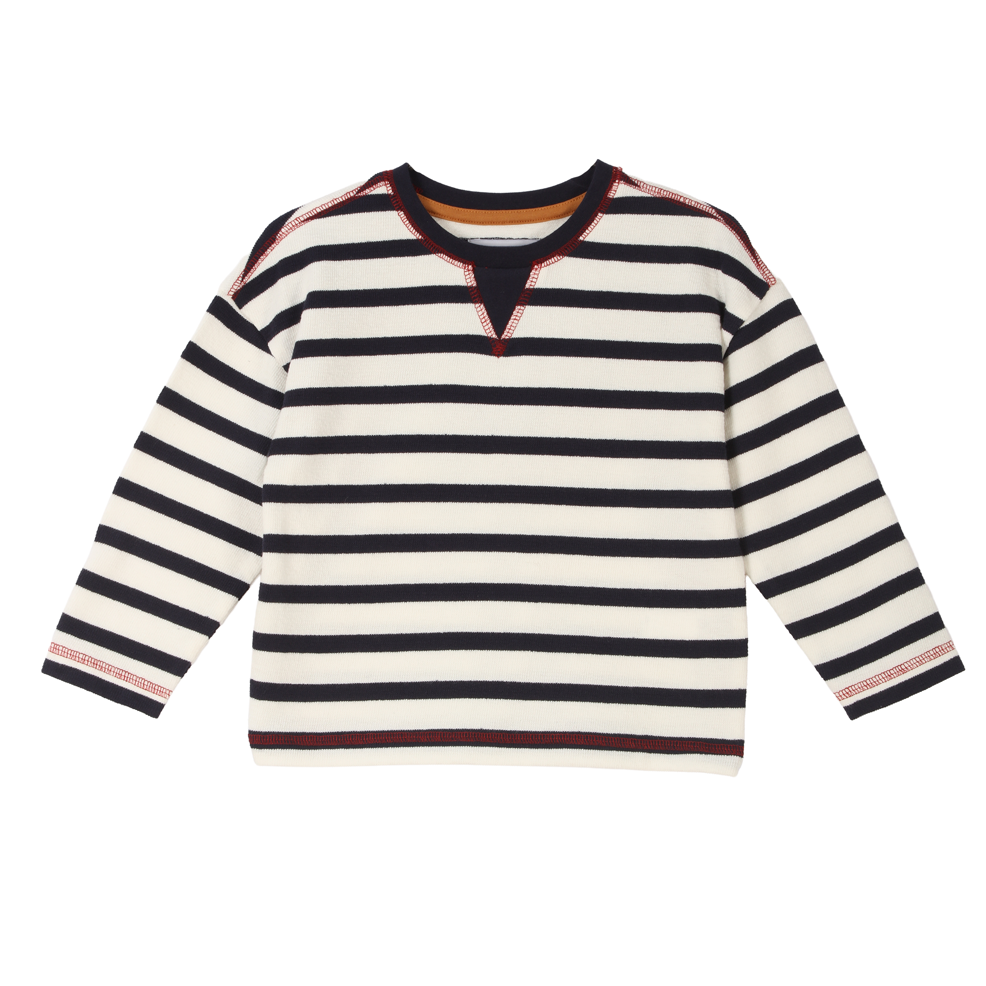 Tee-shirt manches longues marinière 3/12 ans - Bleu foncé